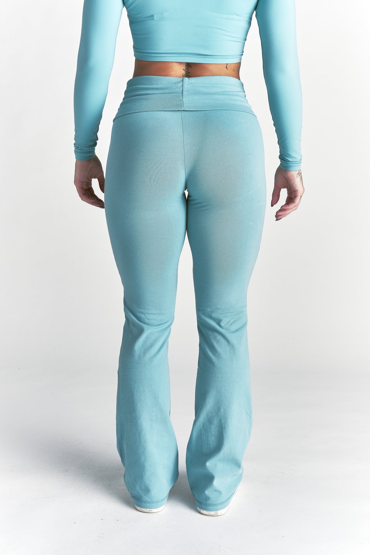 Cursive Wolves "Romy" Foldover Pants in Dusty Turquoise
