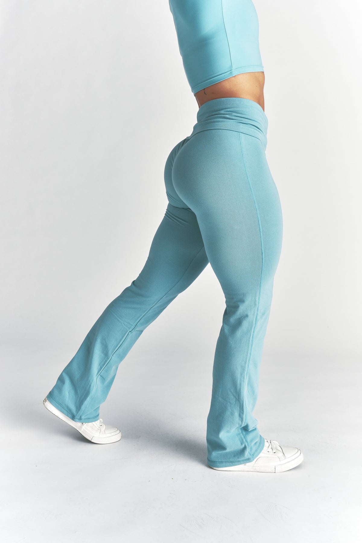 Cursive Wolves "Romy" Foldover Pants in Dusty Turquoise