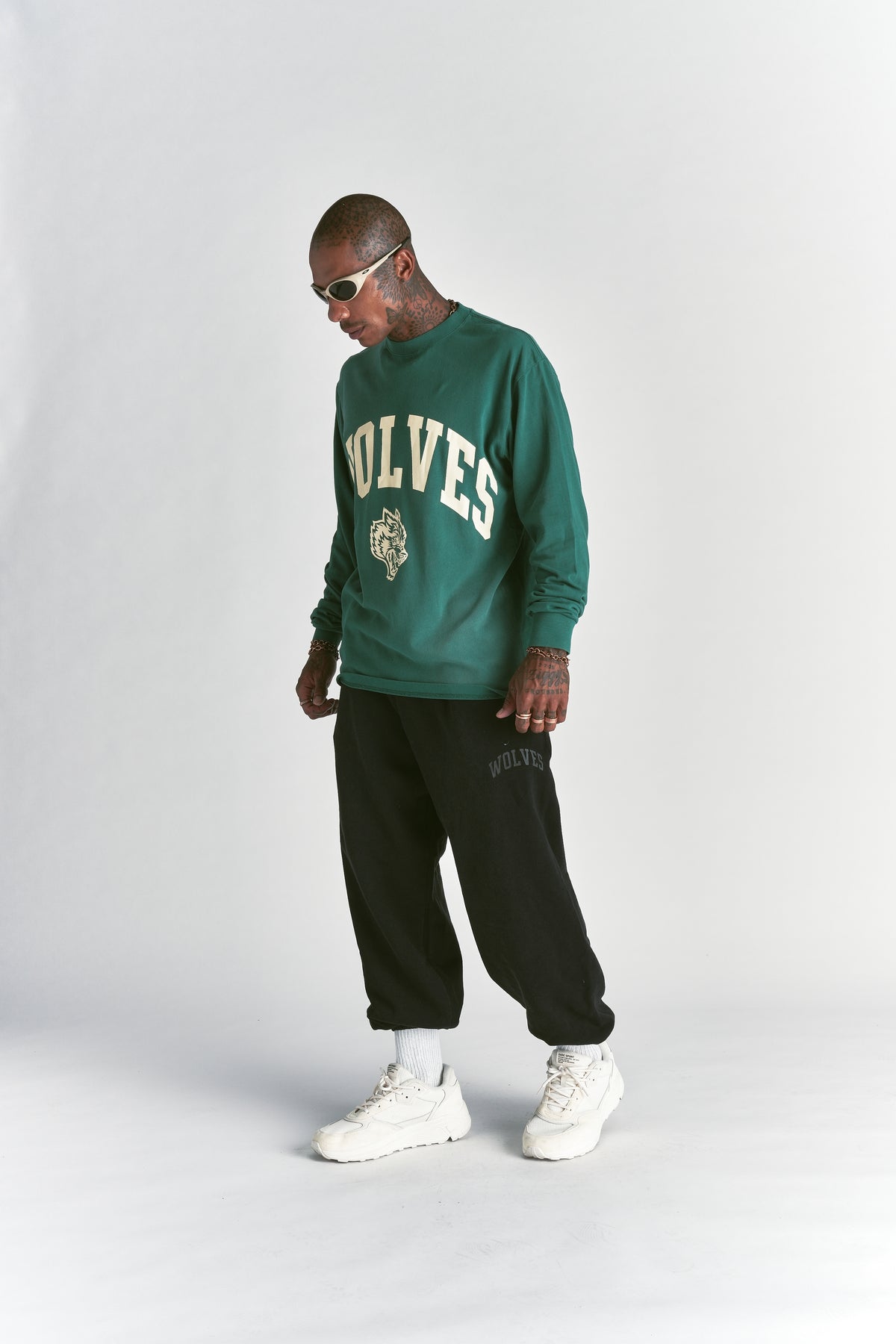 Wolves Worldwide "Premium" Oversized LS Tee in Sierra Pine Sun Fade