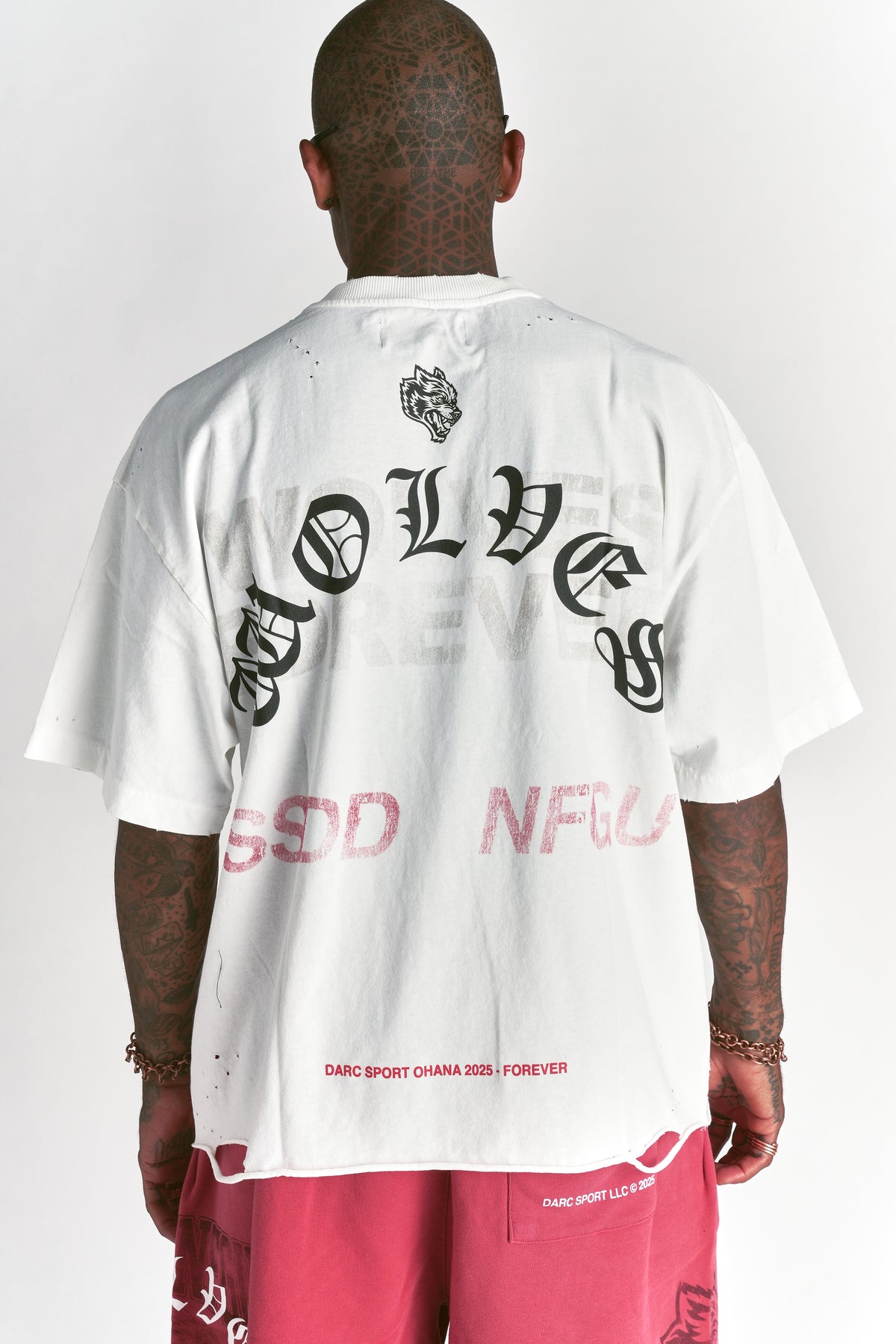 Wolves Never F*cking Give Up Distressed Grunge Tee in Cream