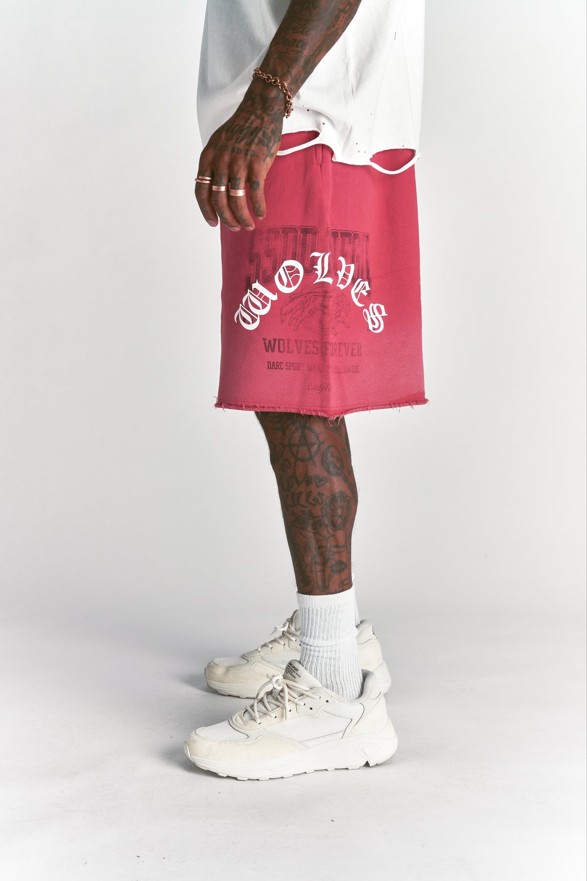 Ohana League Grunge Brock Sweat Short in Roman Red Drift Wash