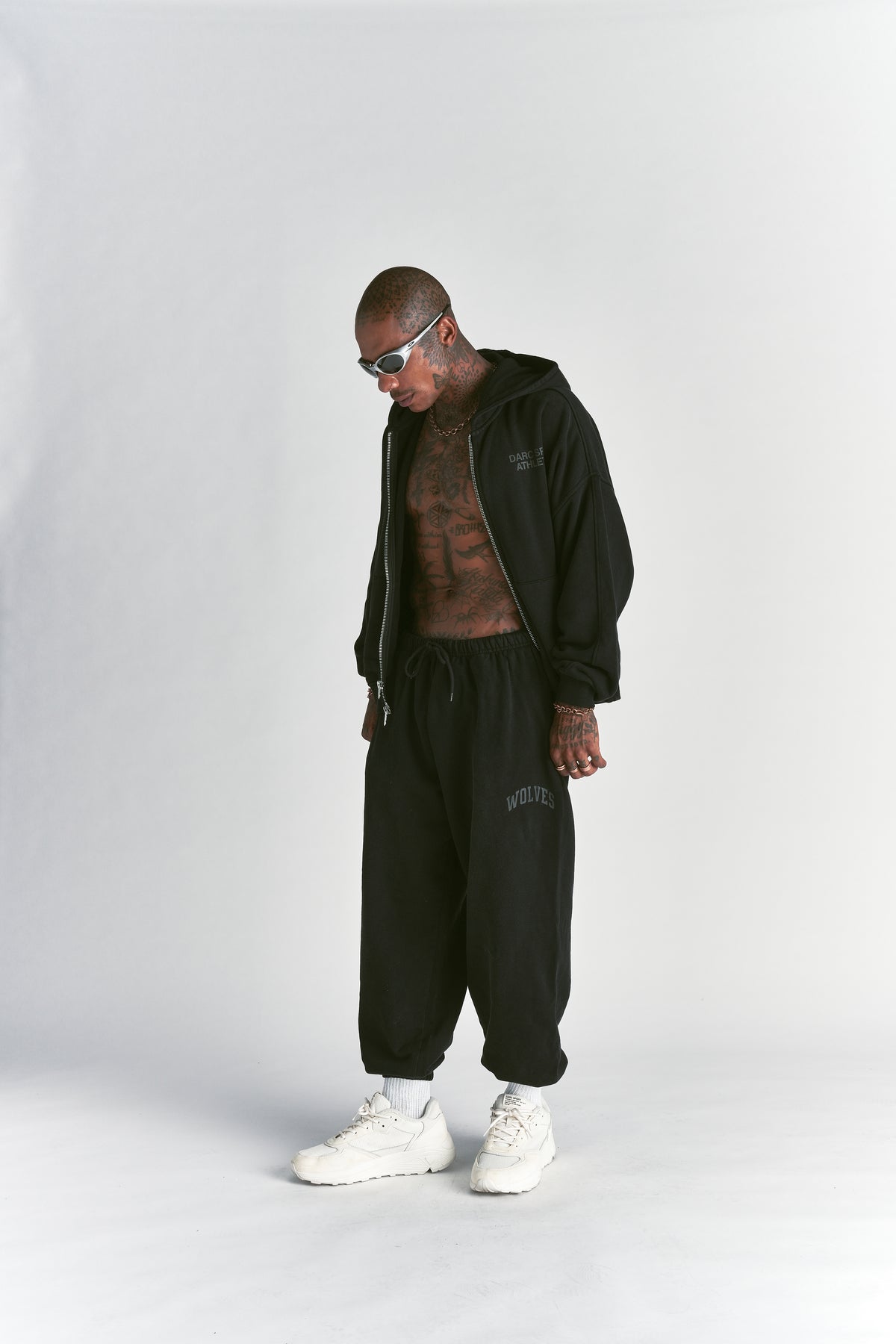 Darc Sport Athletics "Darco" Double Zip Hoodie in Black Sun Fade/Black