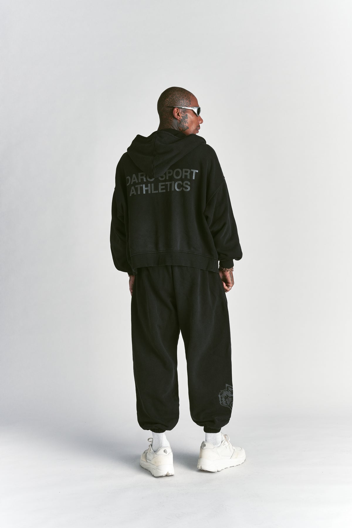 Darc Sport Athletics "Darco" Double Zip Hoodie in Black Sun Fade/Black
