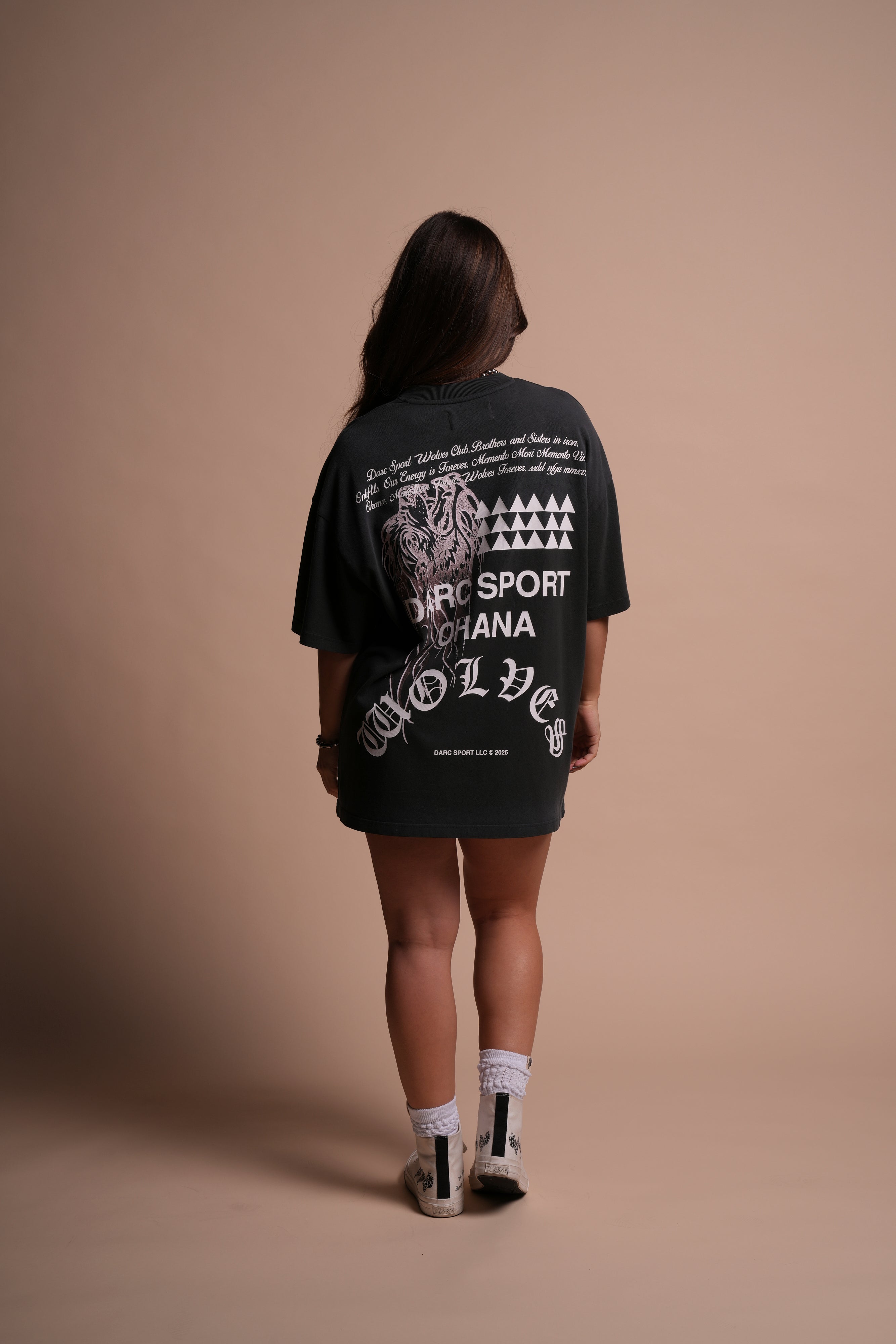 Wolves Mana "Premium" Oversized Tee in Darc Ash Sun Fade