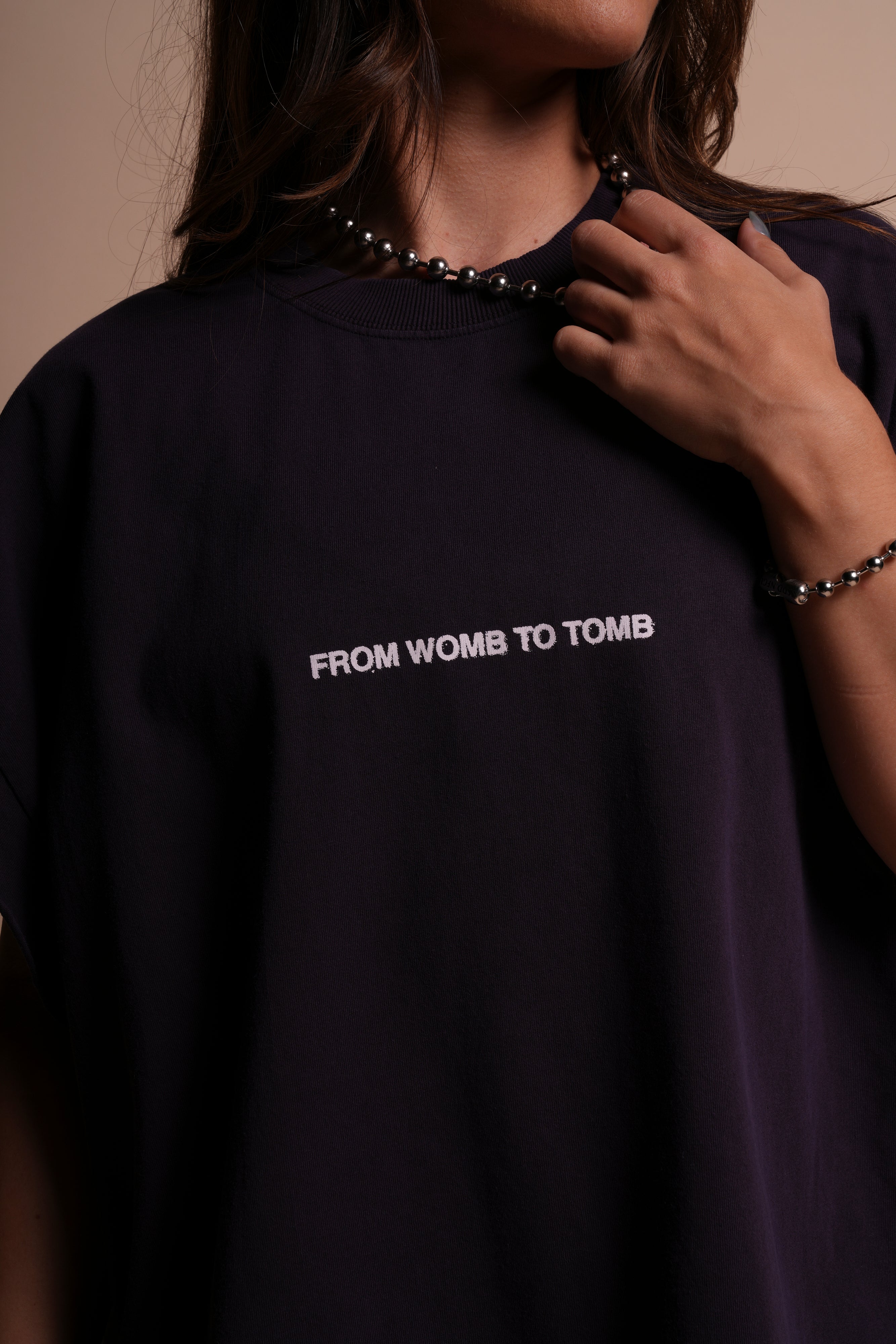 From Womb To Tomb Ohana "Grunge" Cut Off Tee in Phantom Purple