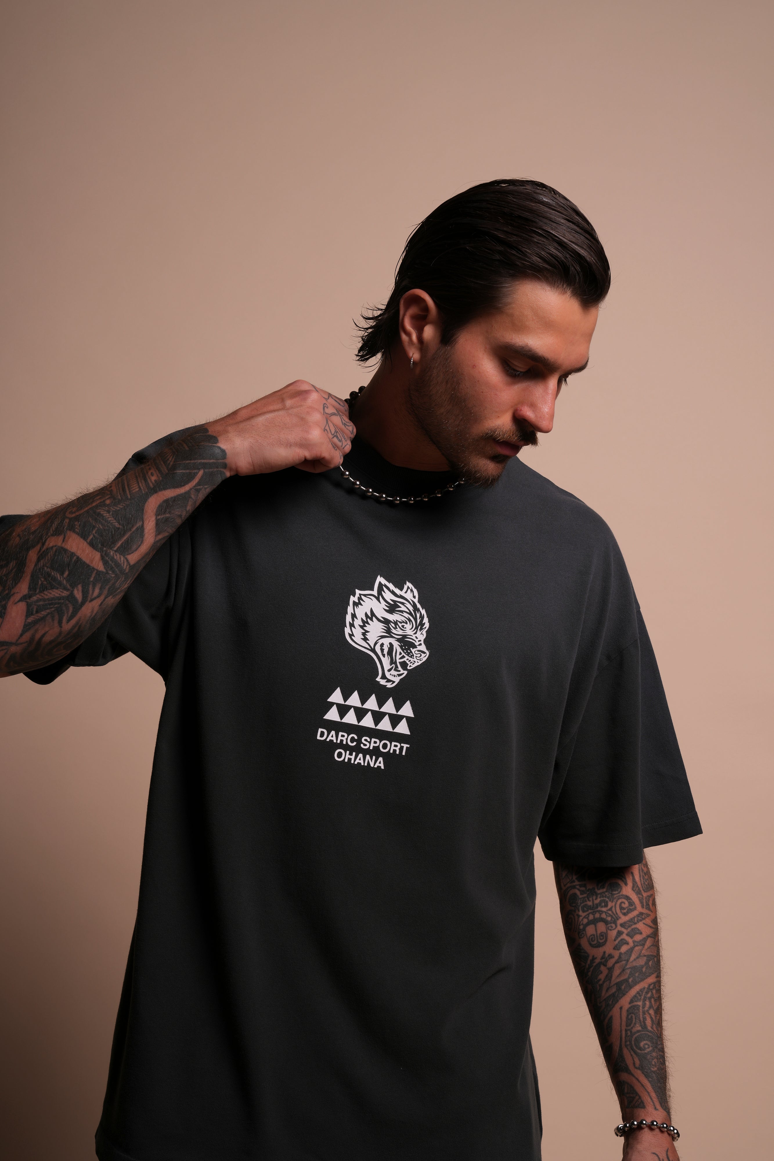 Wolves Mana "Premium" Oversized Tee in Darc Ash Sun Fade