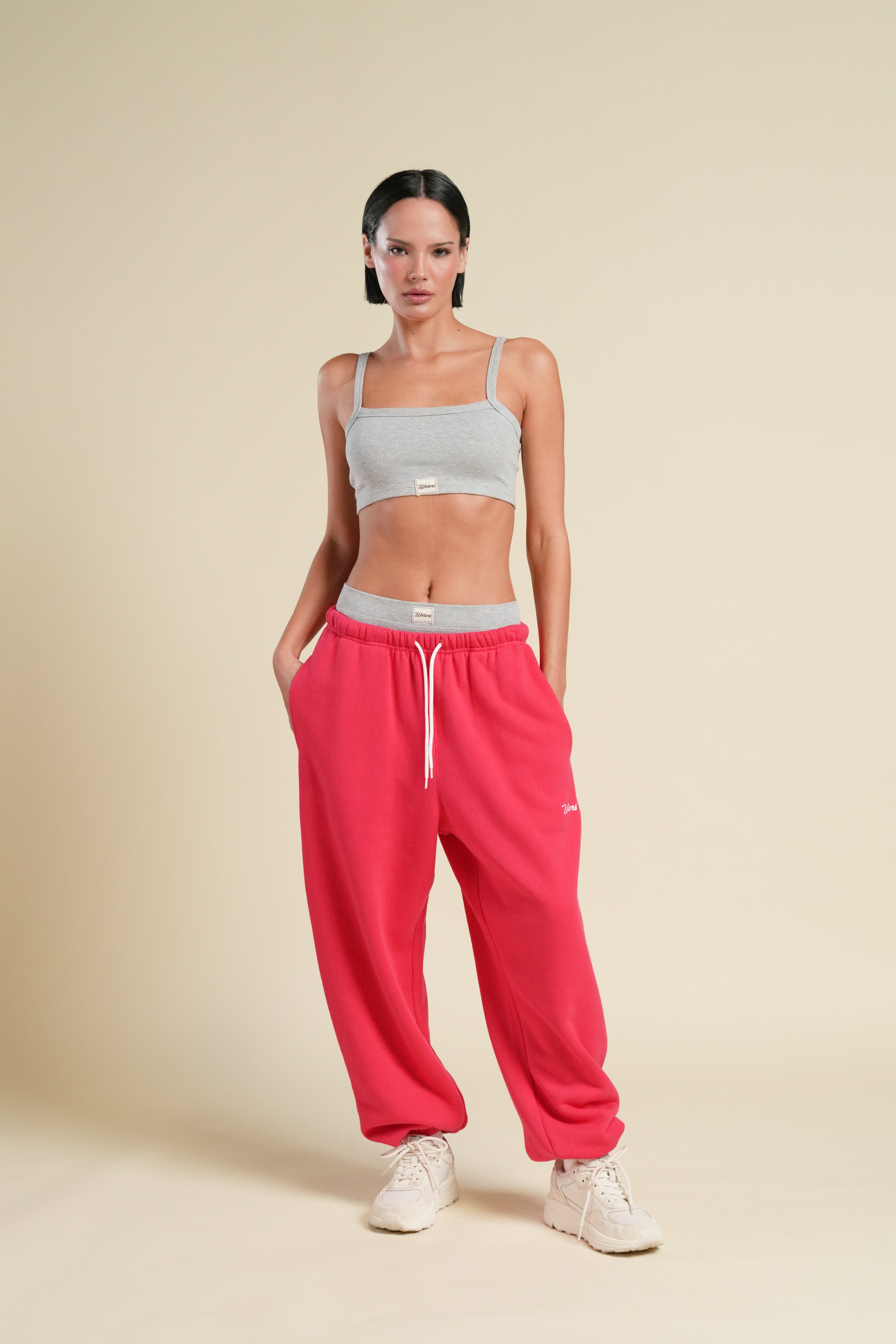 Cursive Wolves Premium Lounger Sweat Pants in Cherry