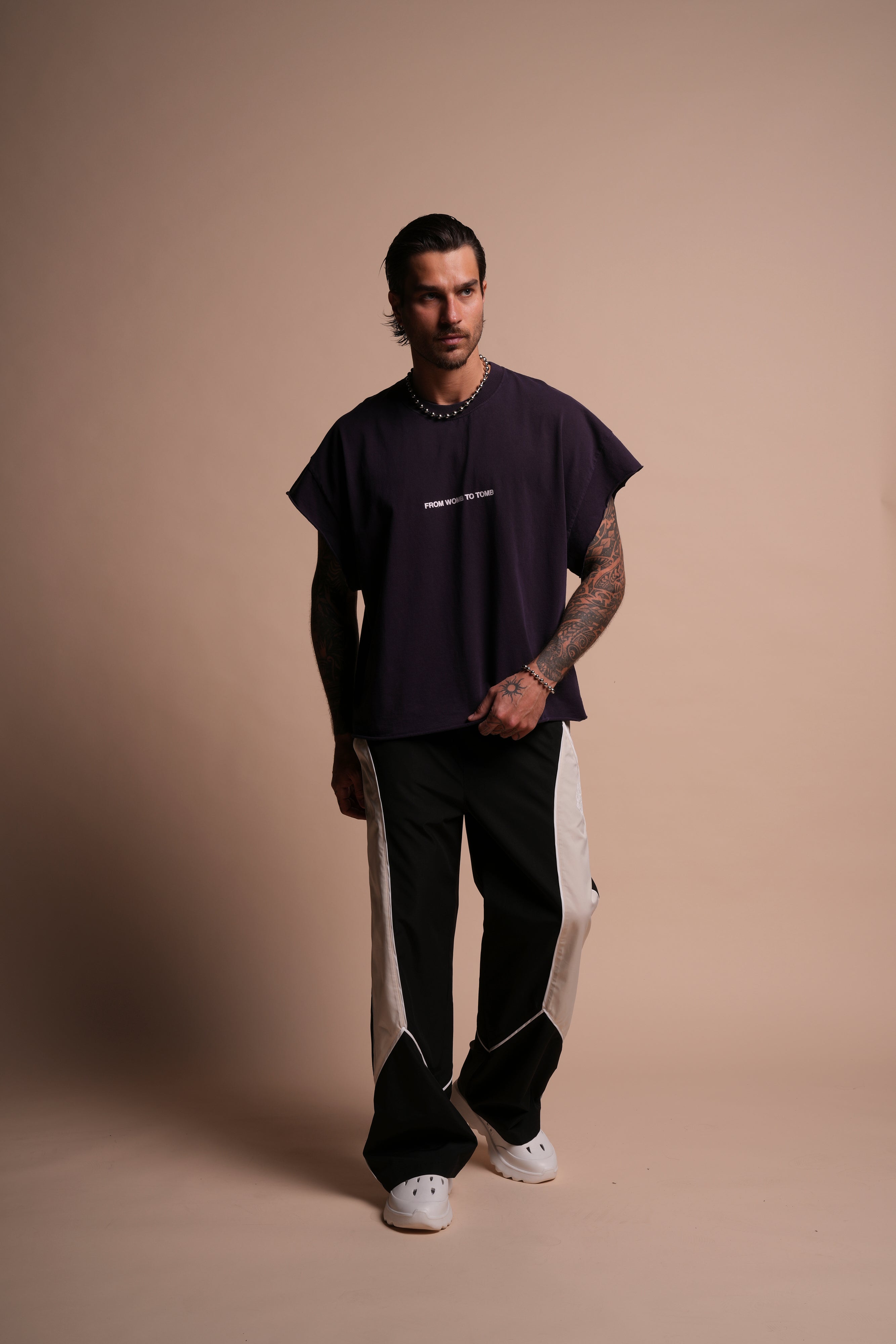 From Womb To Tomb Ohana "Grunge" Cut Off Tee in Phantom Purple