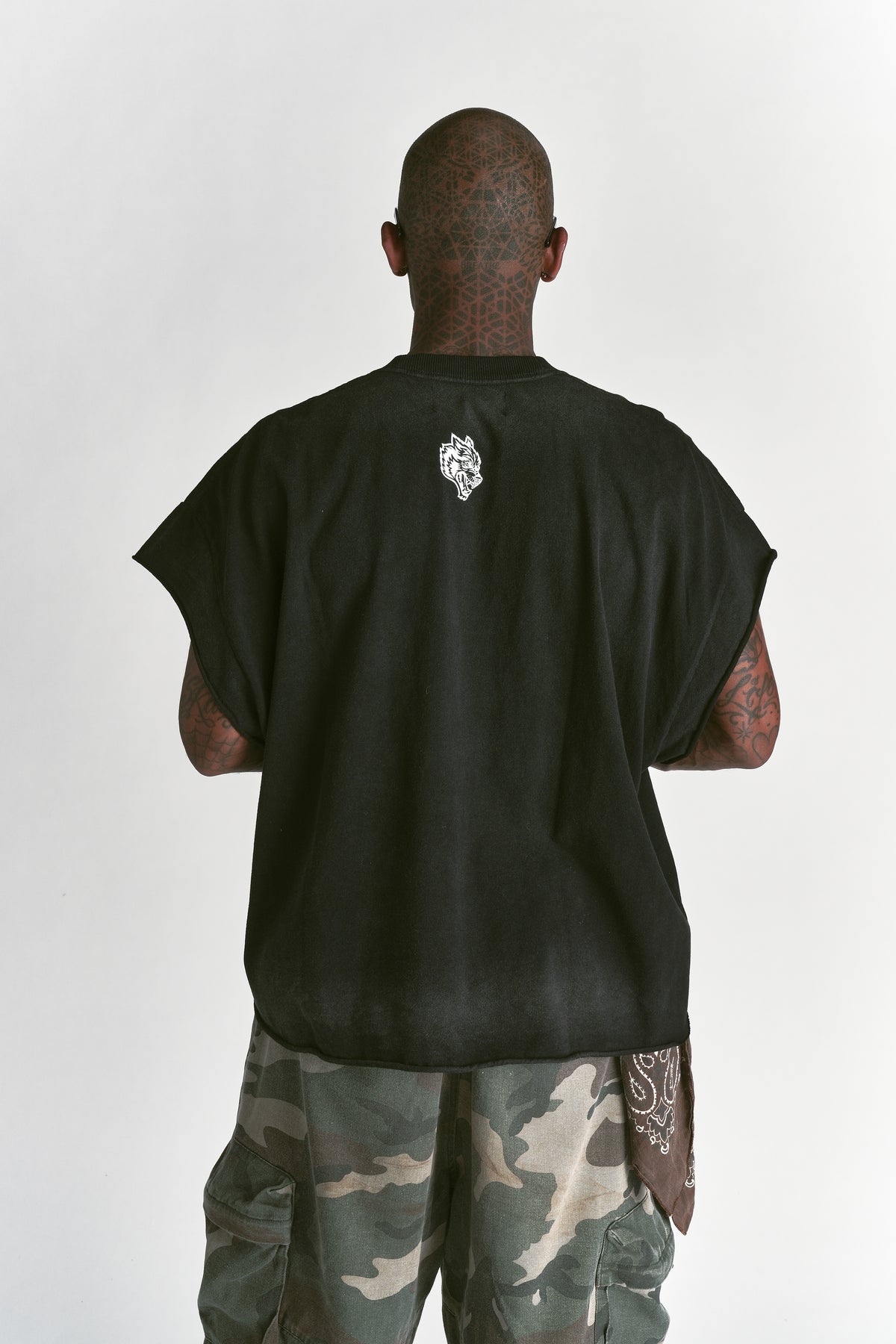 Since Day One "Grunge" Cut Off Tee in Black Drift Wash