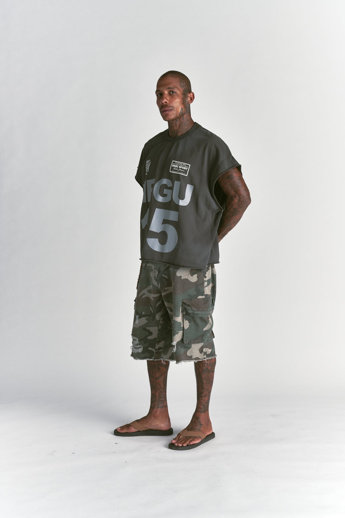 Since Day One "Grunge" Cut Off Tee in Wolf Gray Drift Wash