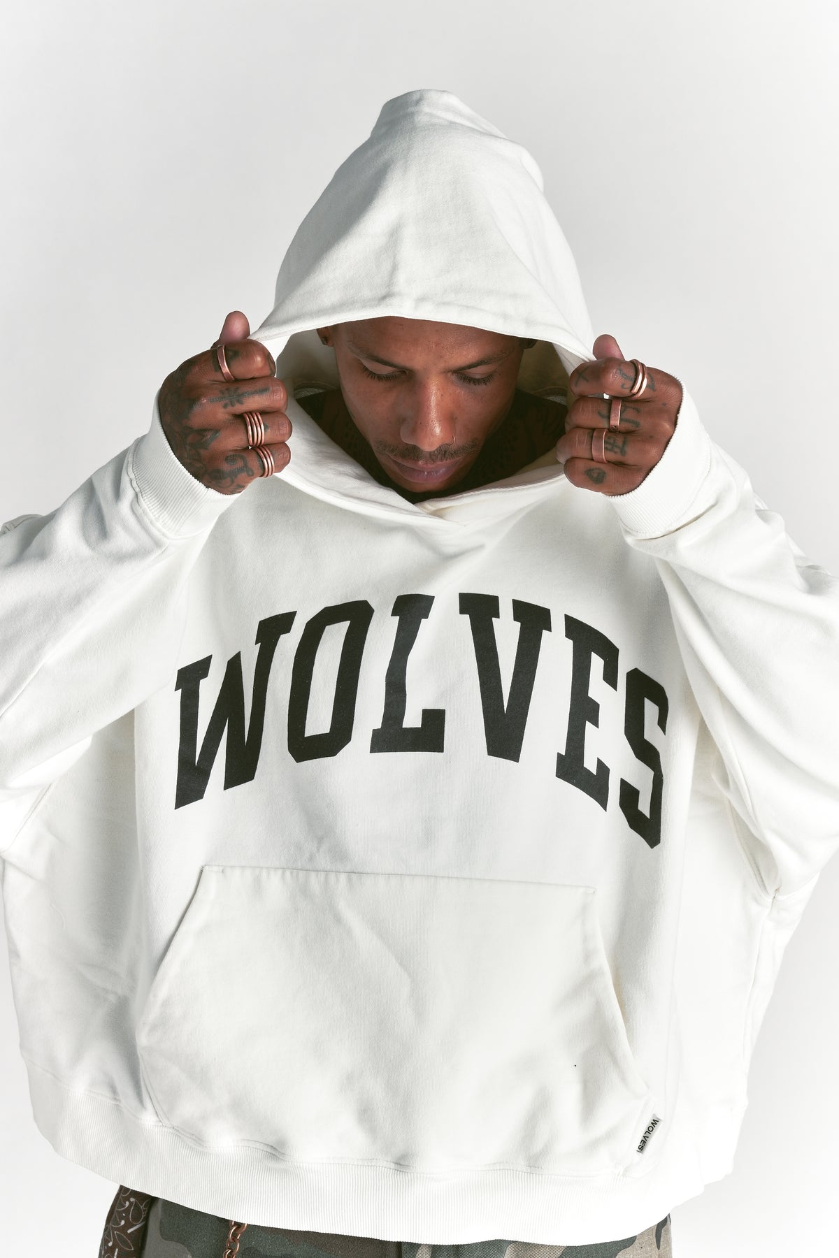 Only Loyalty Grunge "Gage" Box Cut Hoodie in Cream