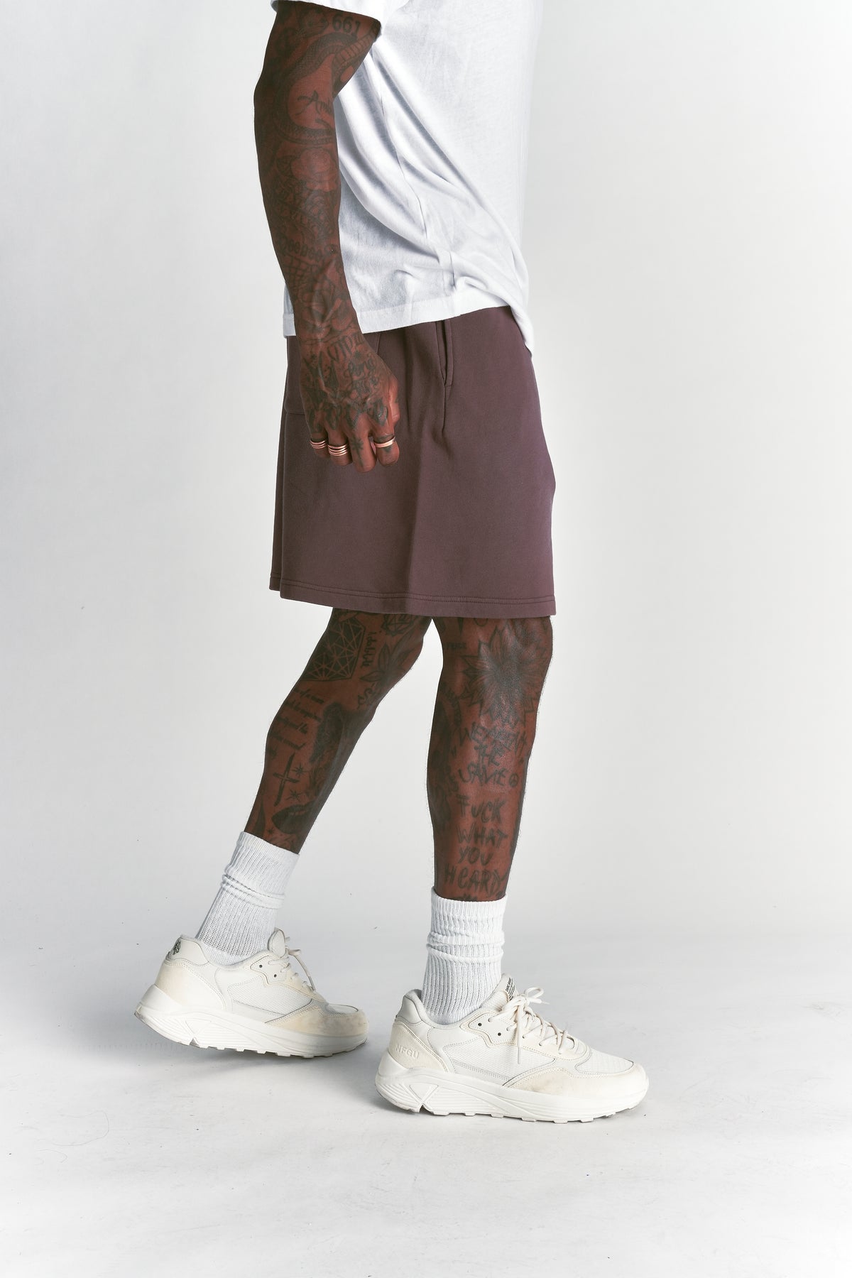Just Wolves Oversized Post Lounge Sweat Shorts Ironwood Sun Fade
