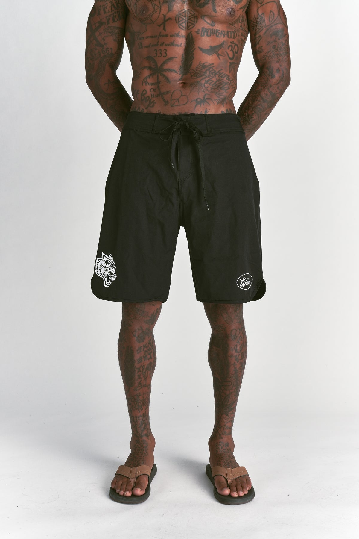 What We Rep Brucey's Board Shorts in Black