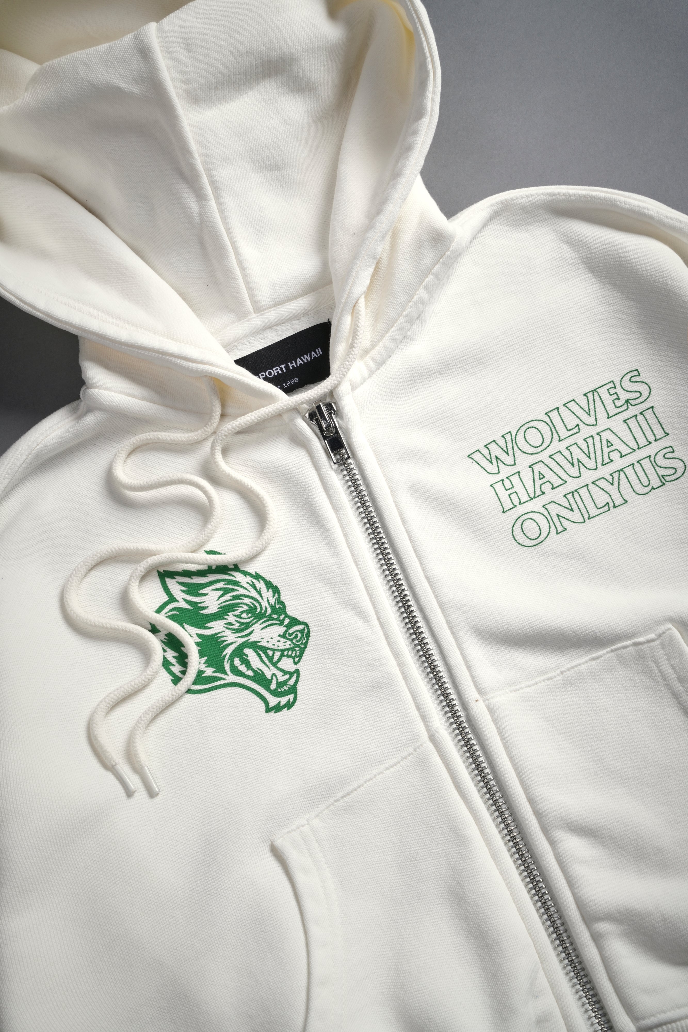 Only Us Hawaii "Sage" (Cropped) Zip Hoodie in Cream