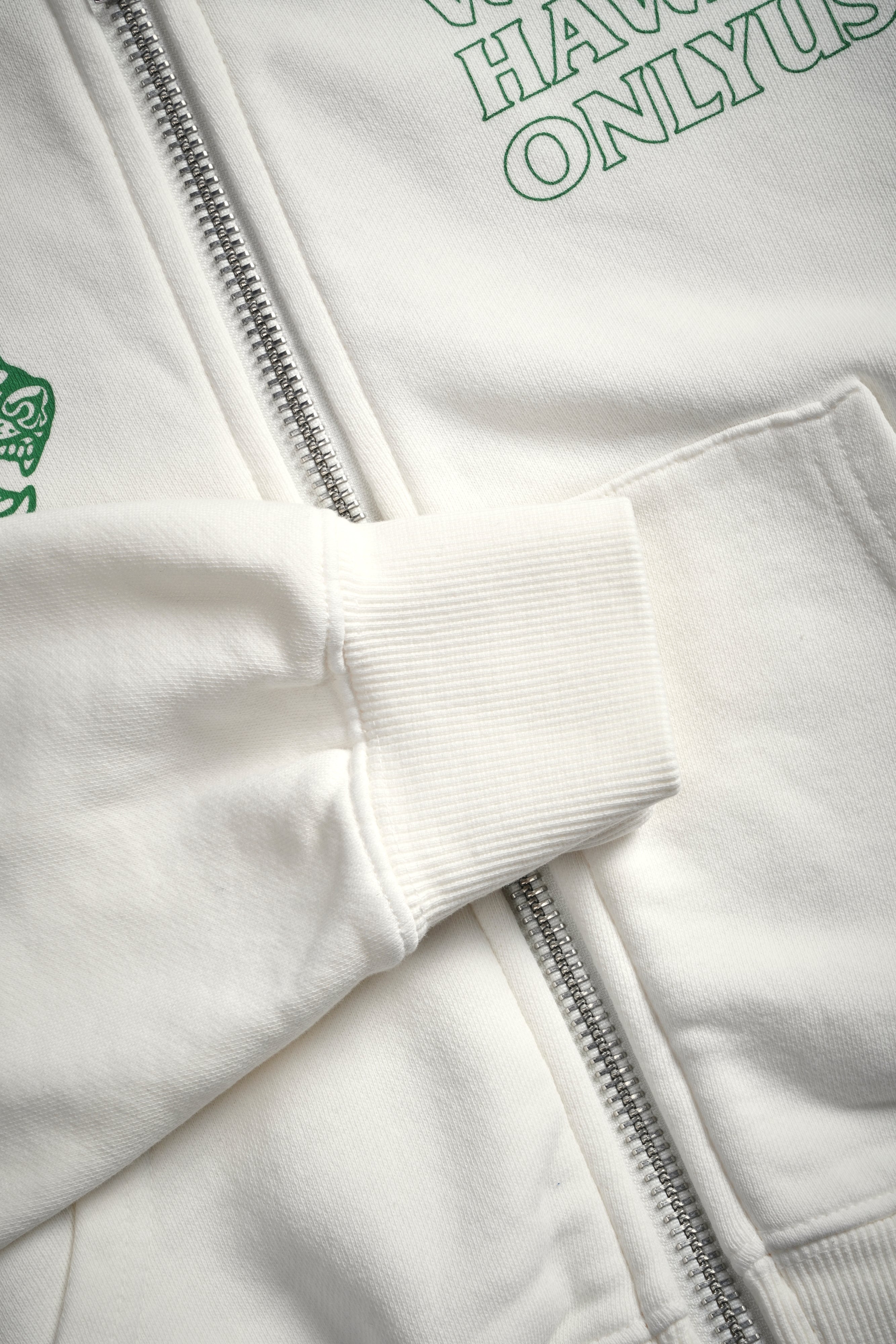 Only Us Hawaii "Sage" (Cropped) Zip Hoodie in Cream