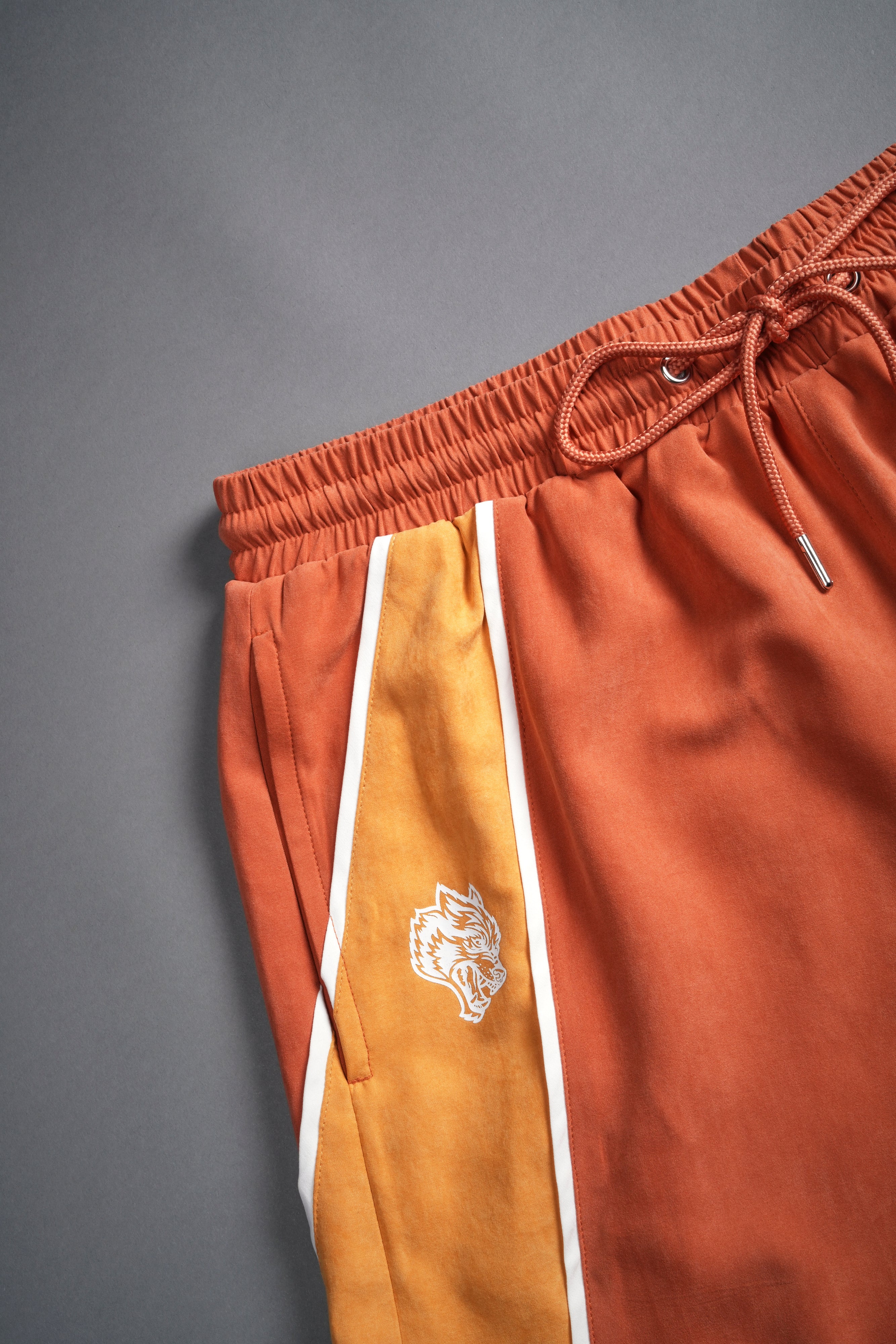 Dual Darby Track Shorts in Coral/Yellow Orange
