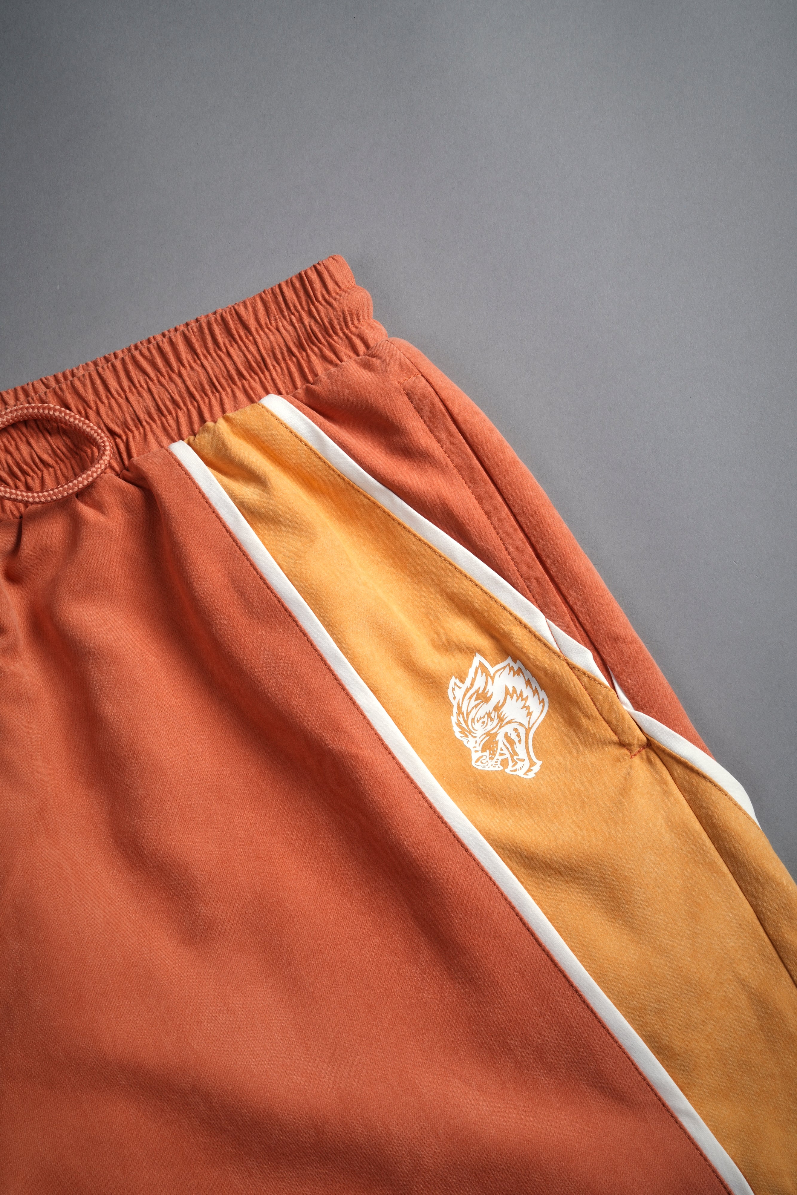Dual Darby Track Shorts in Coral/Yellow Orange