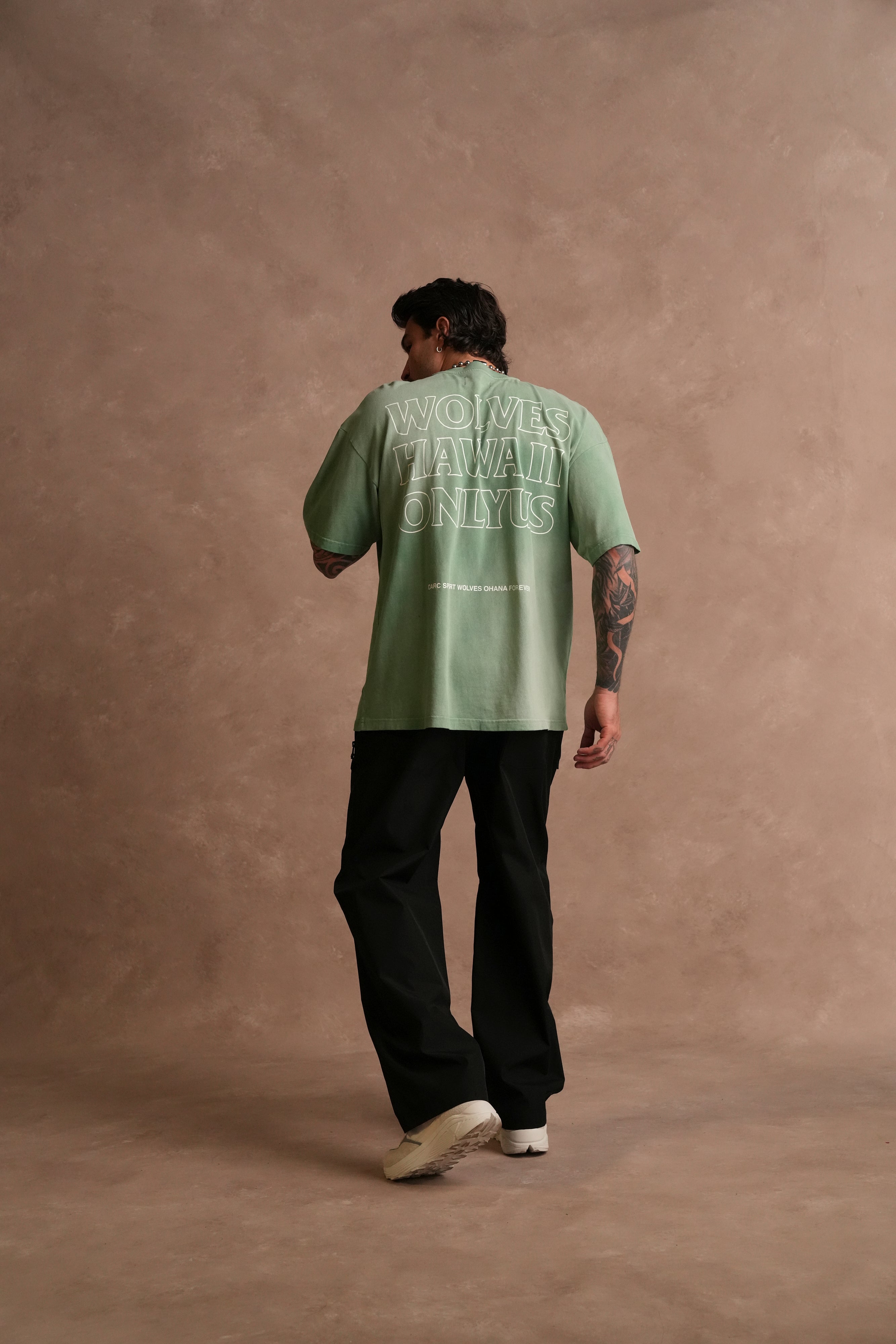 Only Us Hawaii "Premium" Oversized Tee in Lush Green Sun Fade