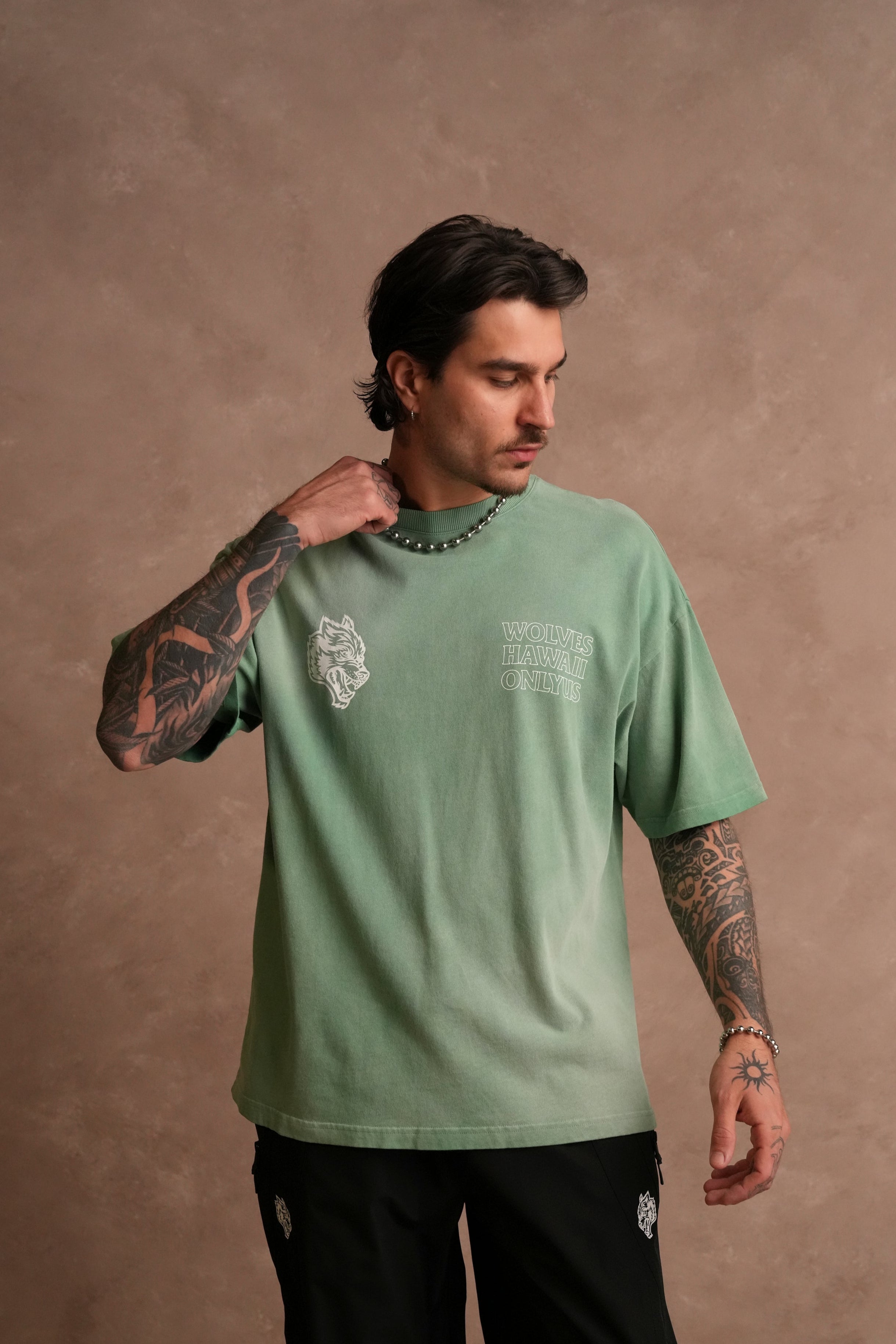 Only Us Hawaii "Premium" Oversized Tee in Lush Green Sun Fade