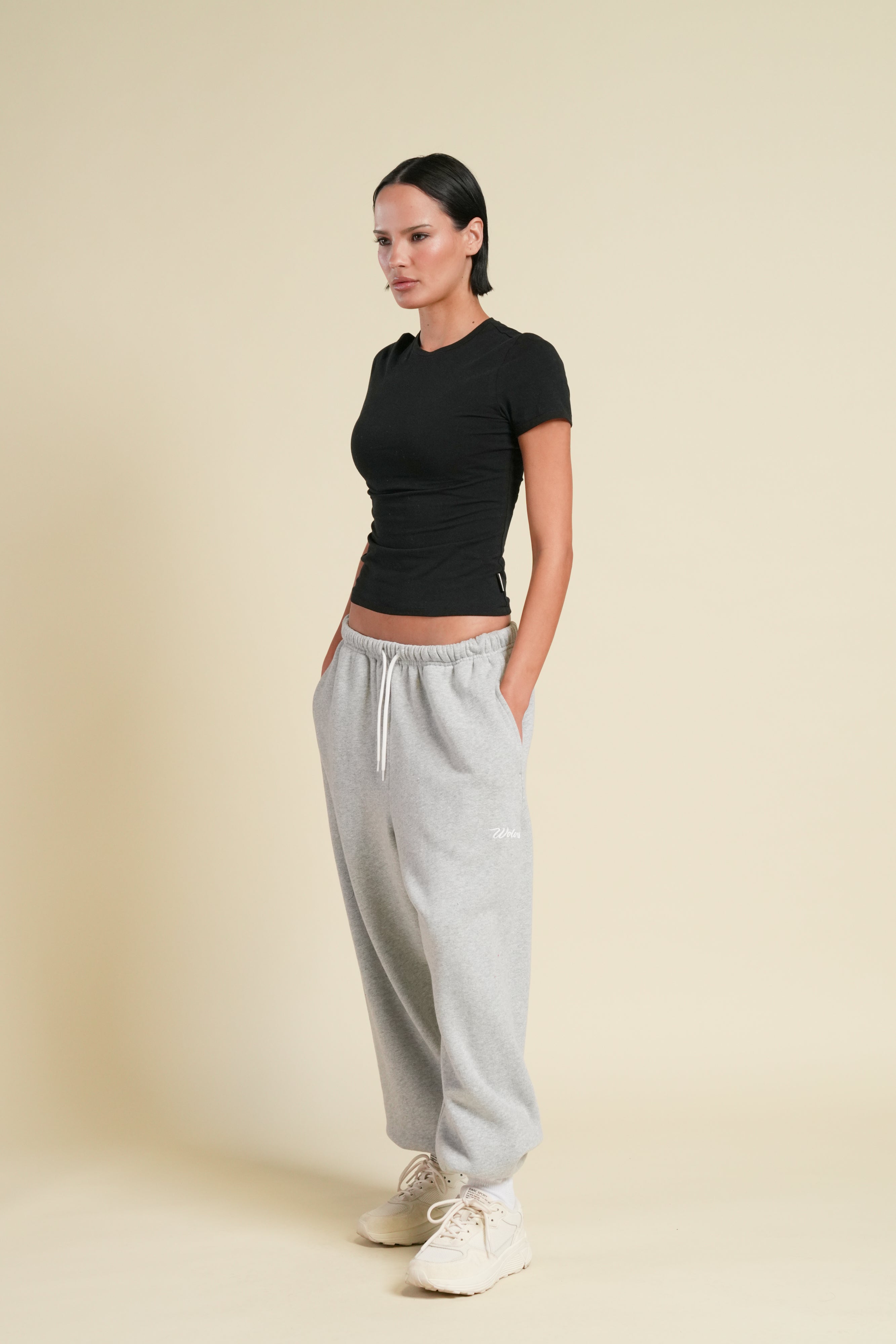 Cursive Wolves Premium Lounger Sweat Pants in Heather Gray
