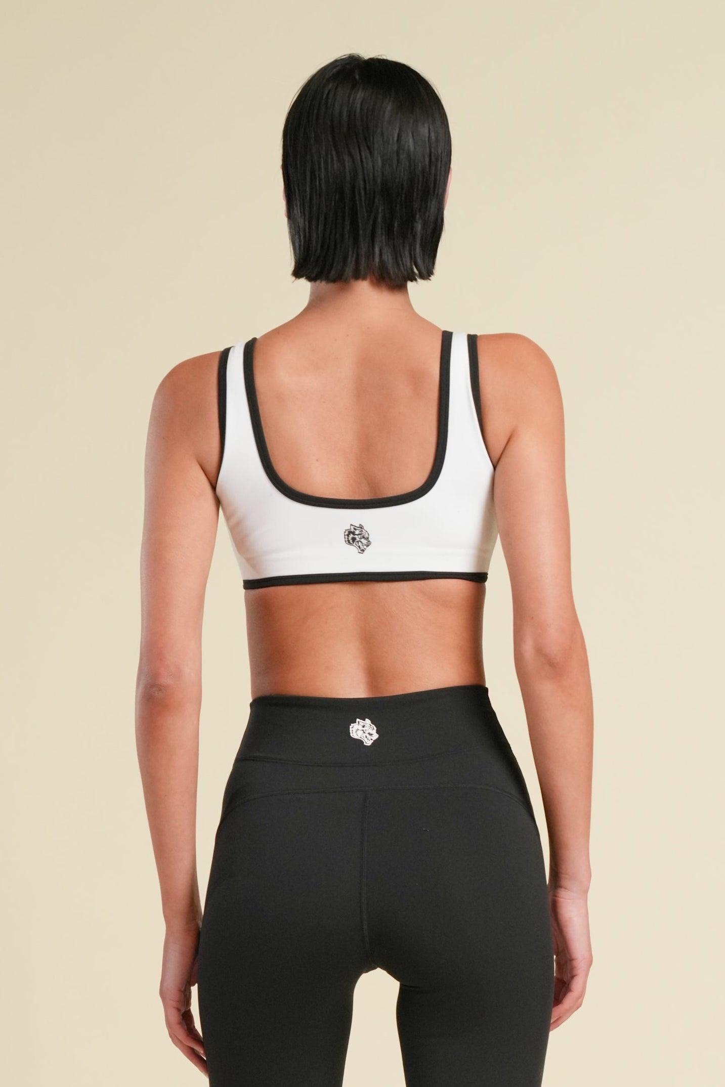 Wolf Contrast "Kate" Energy Bra in White/Black