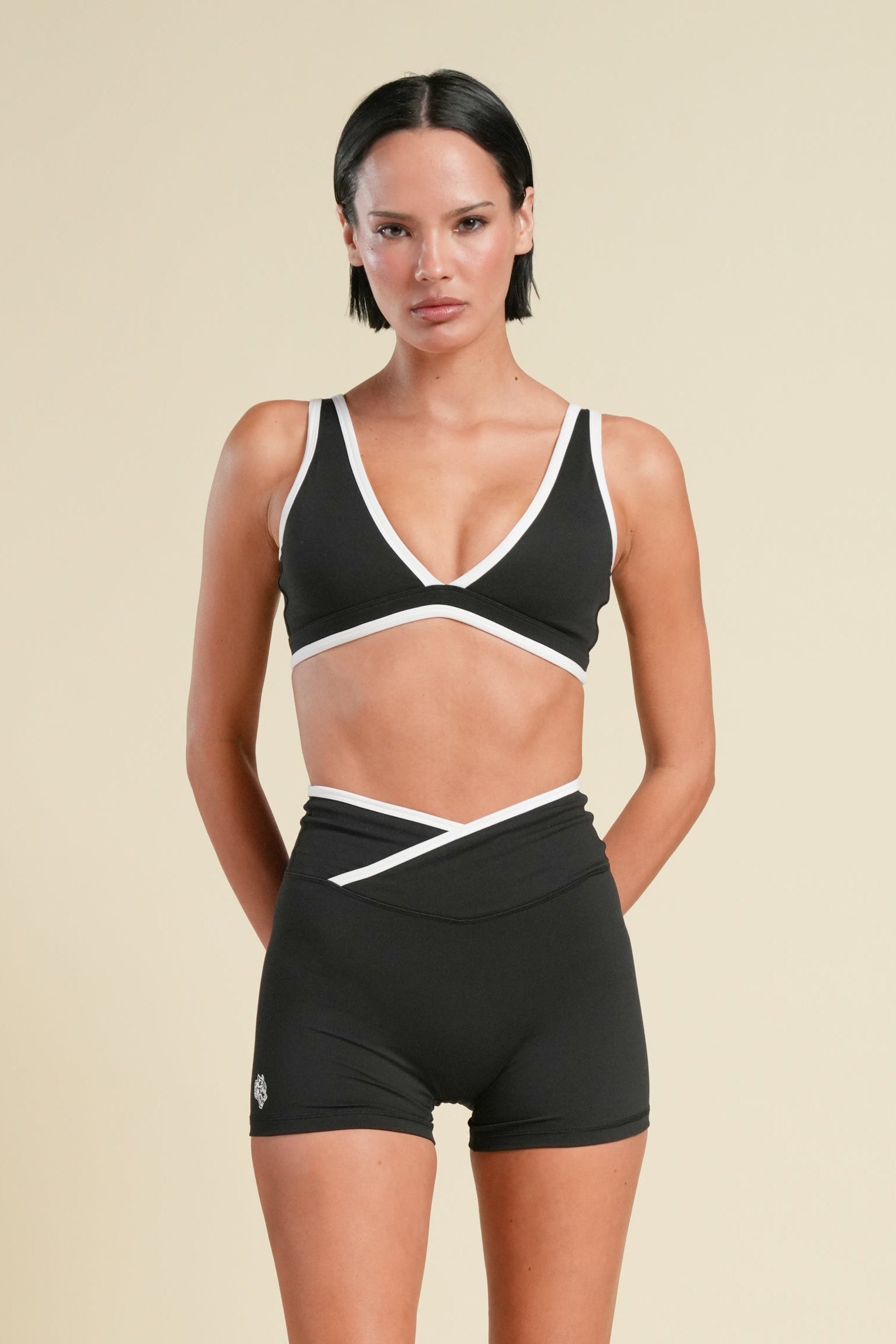 Wolf Contrast "Pearl" Energy Shorts in Black/White