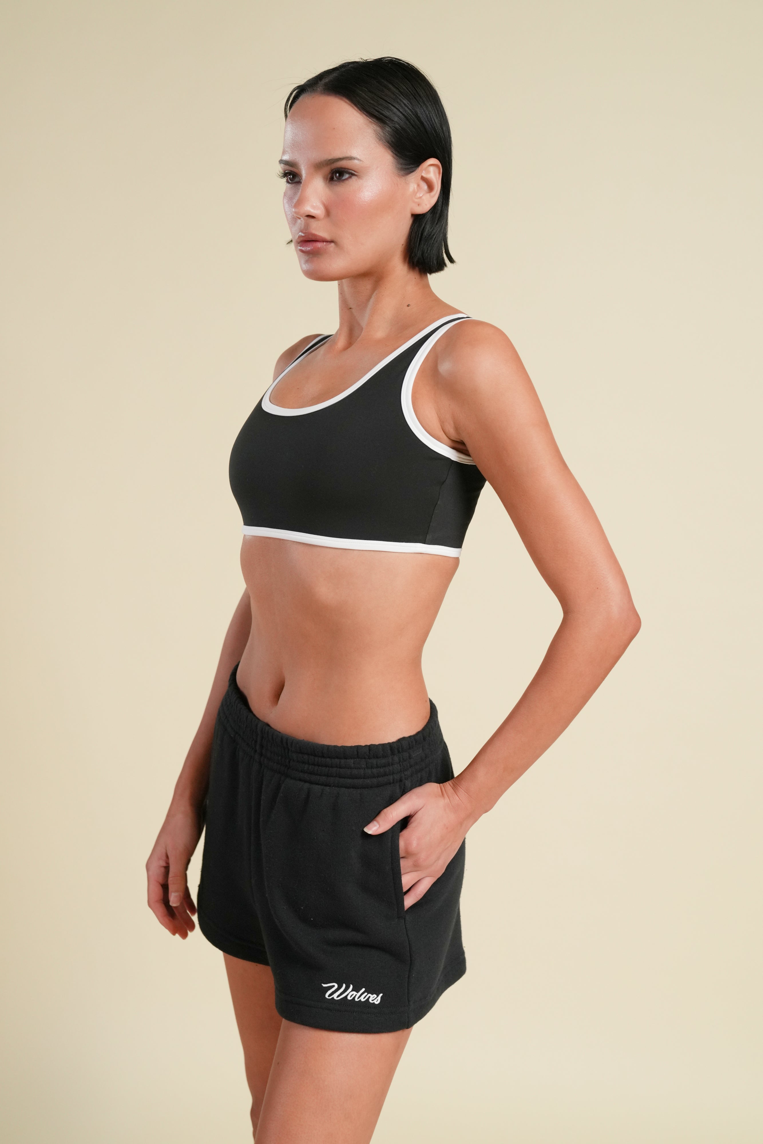 Cursive Wolves Premium "Ellie" Sweat Shorts in Black