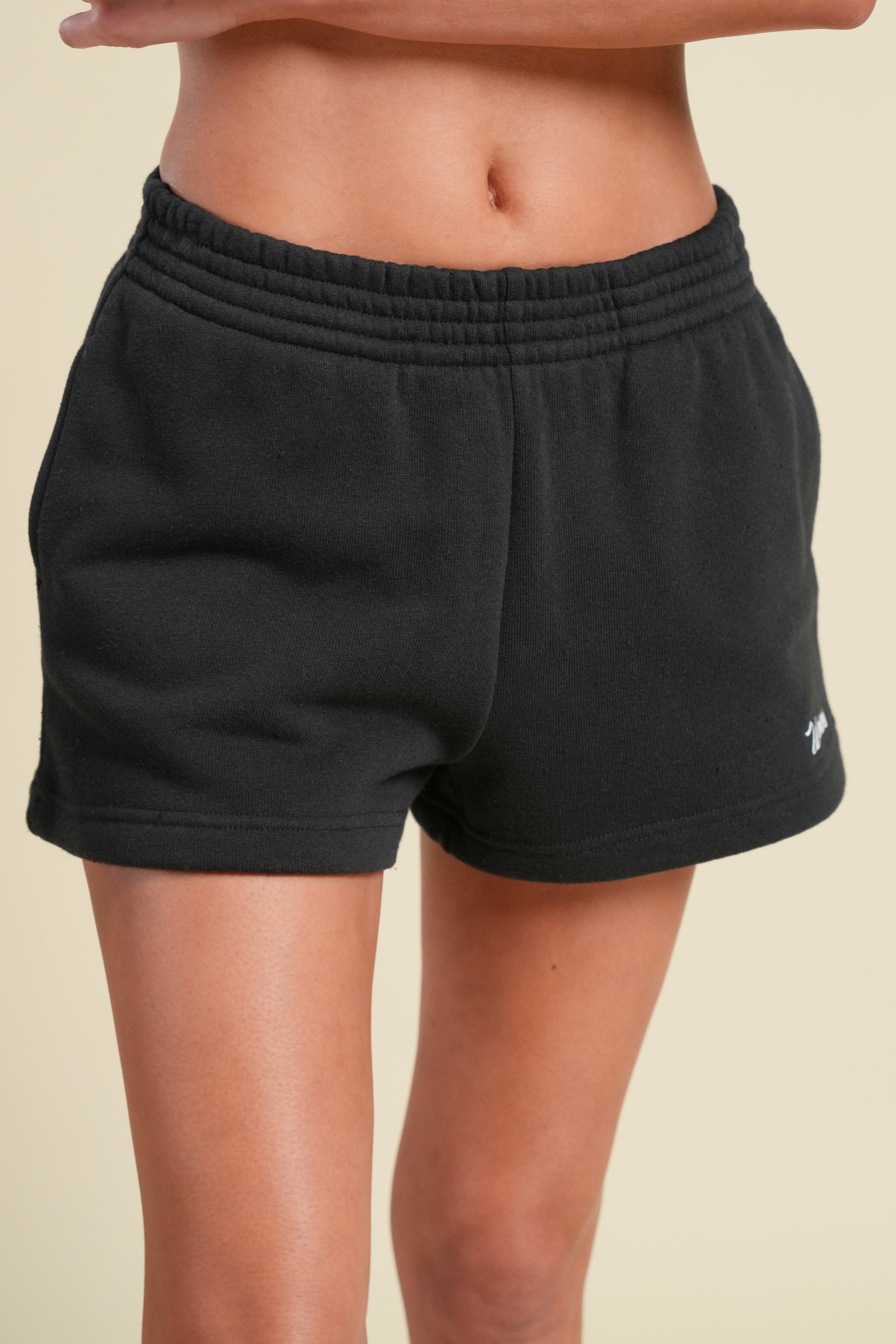 Cursive Wolves Premium "Ellie" Sweat Shorts in Black