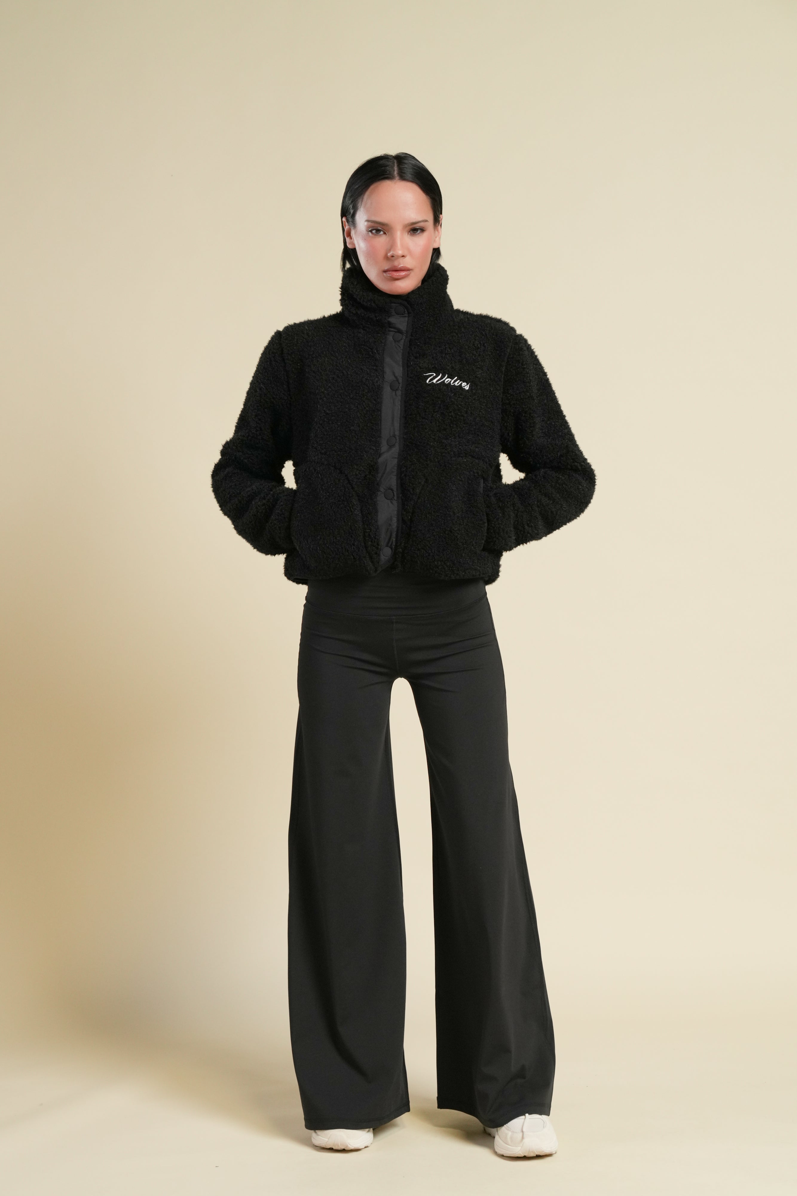 Cursive Wolves Jessie Sherpa Jacket