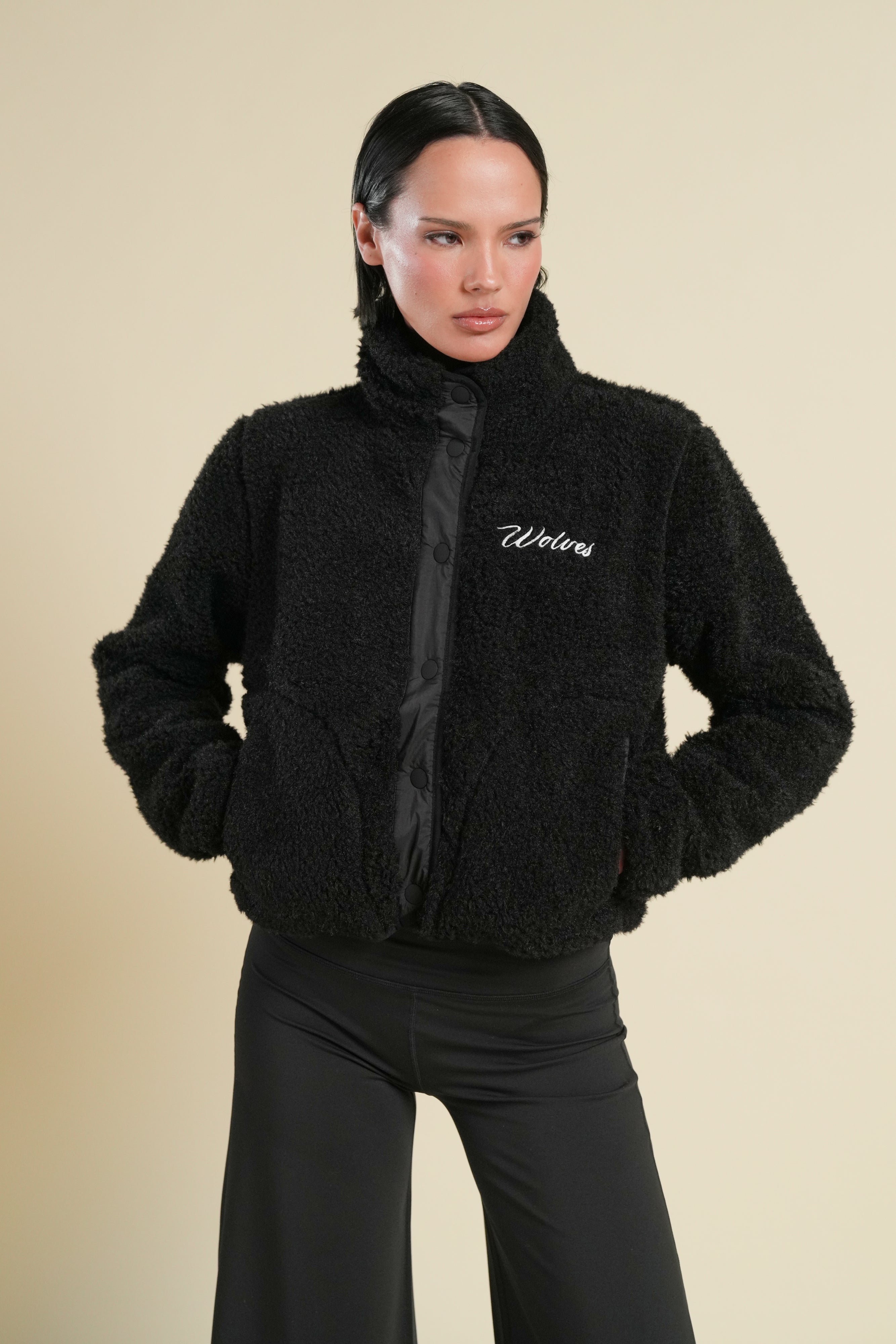 Cursive Wolves Jessie Sherpa Jacket