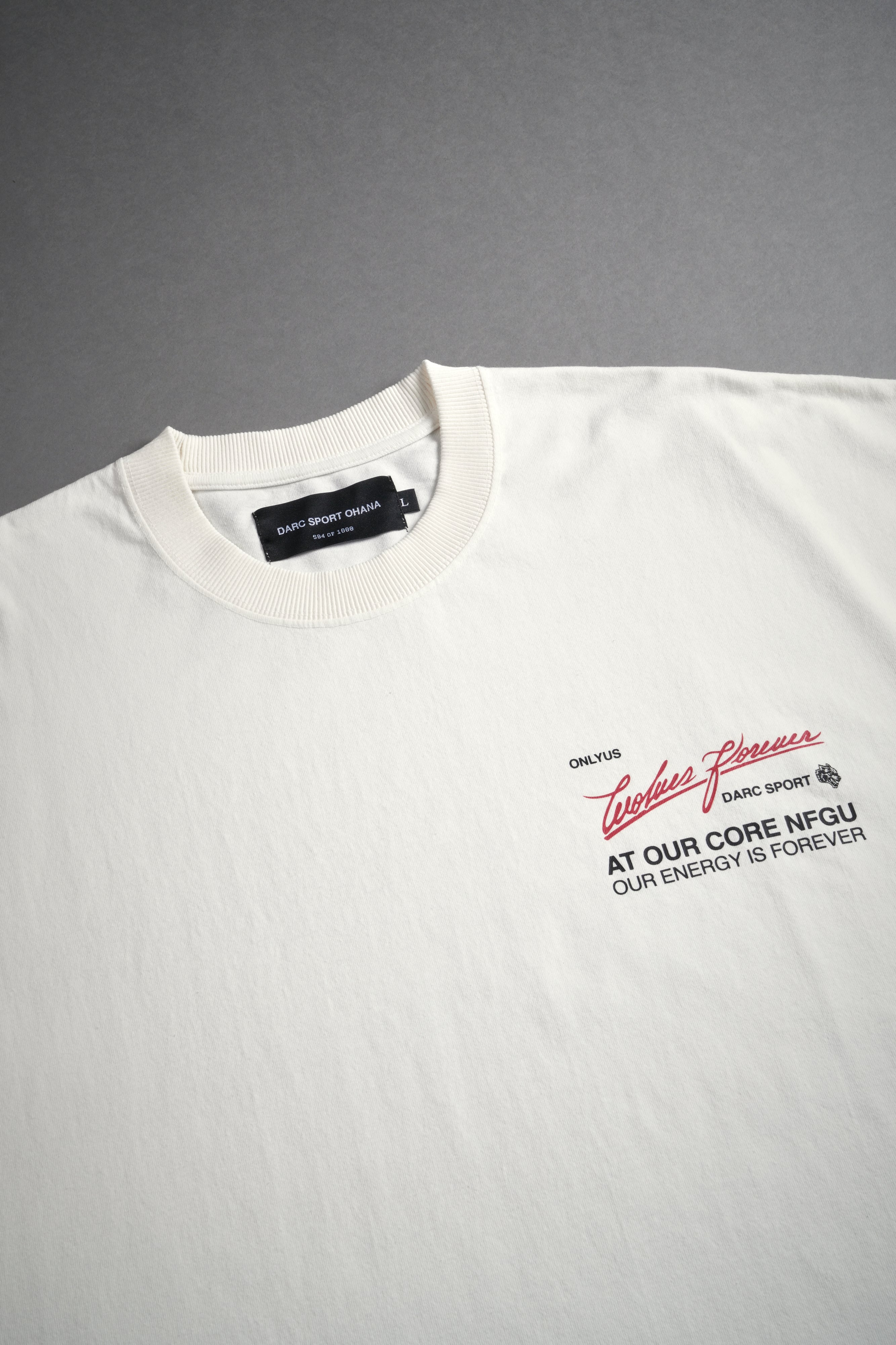 At Our Core "Grunge" Cut Off Tee in Cream