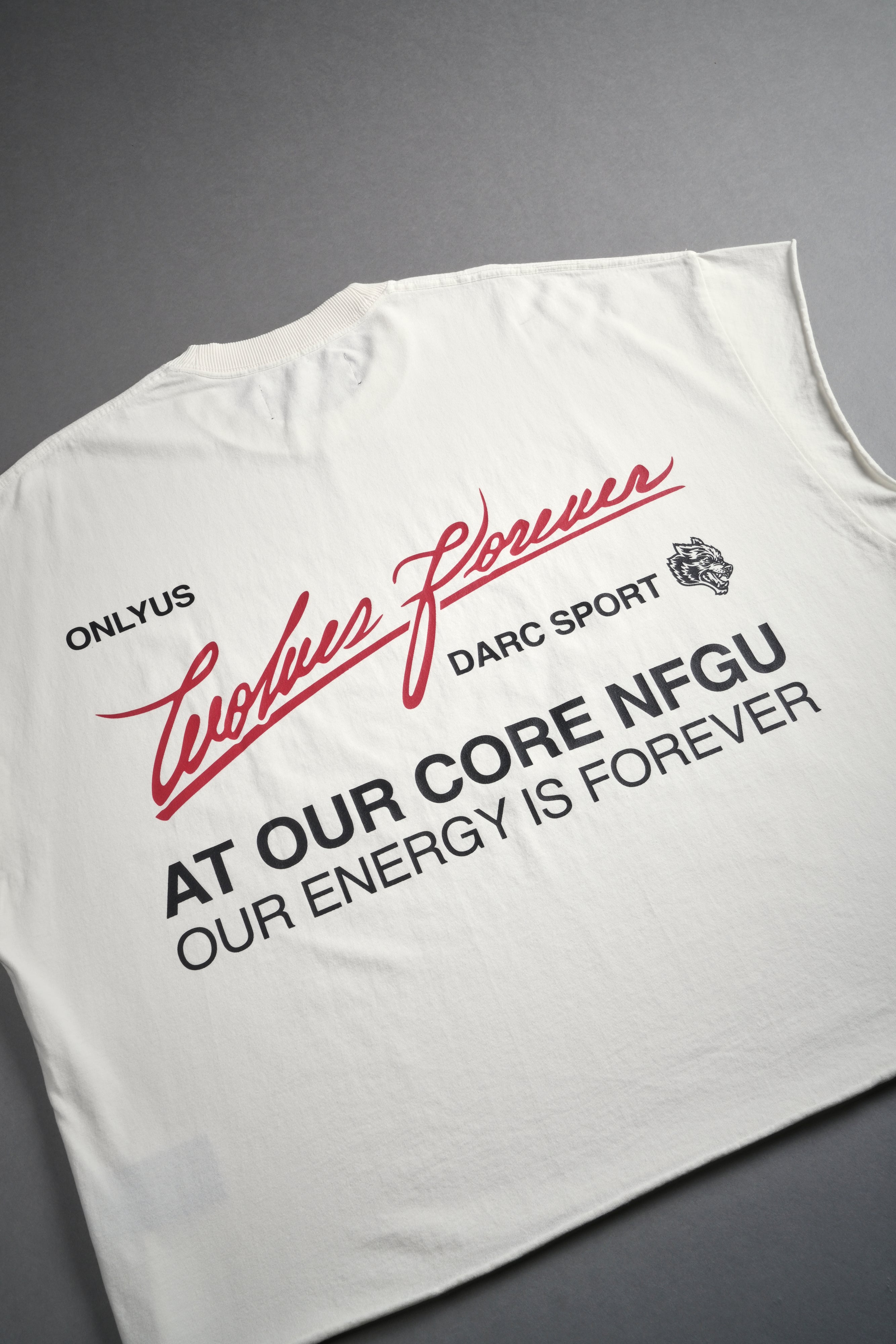 At Our Core "Grunge" Cut Off Tee in Cream