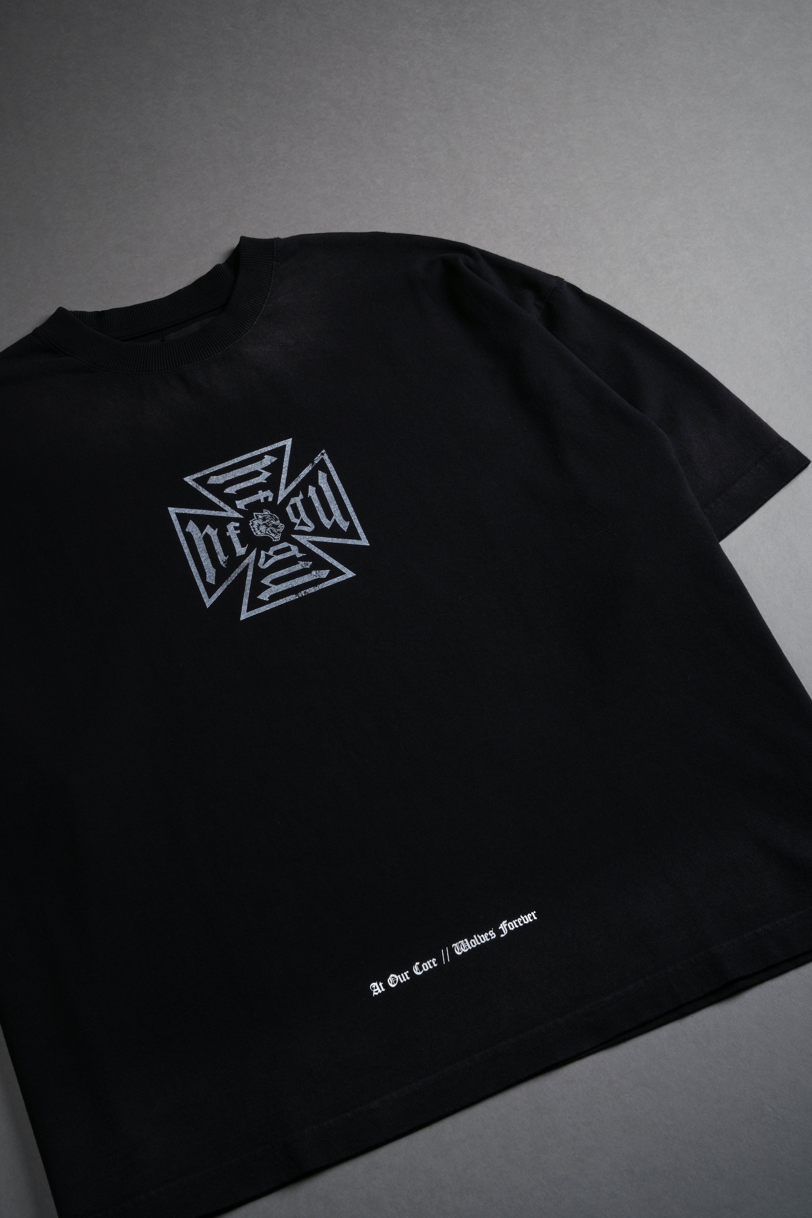 Loyal to the Core Grunge Box Cut Tee in Black Drift Wash