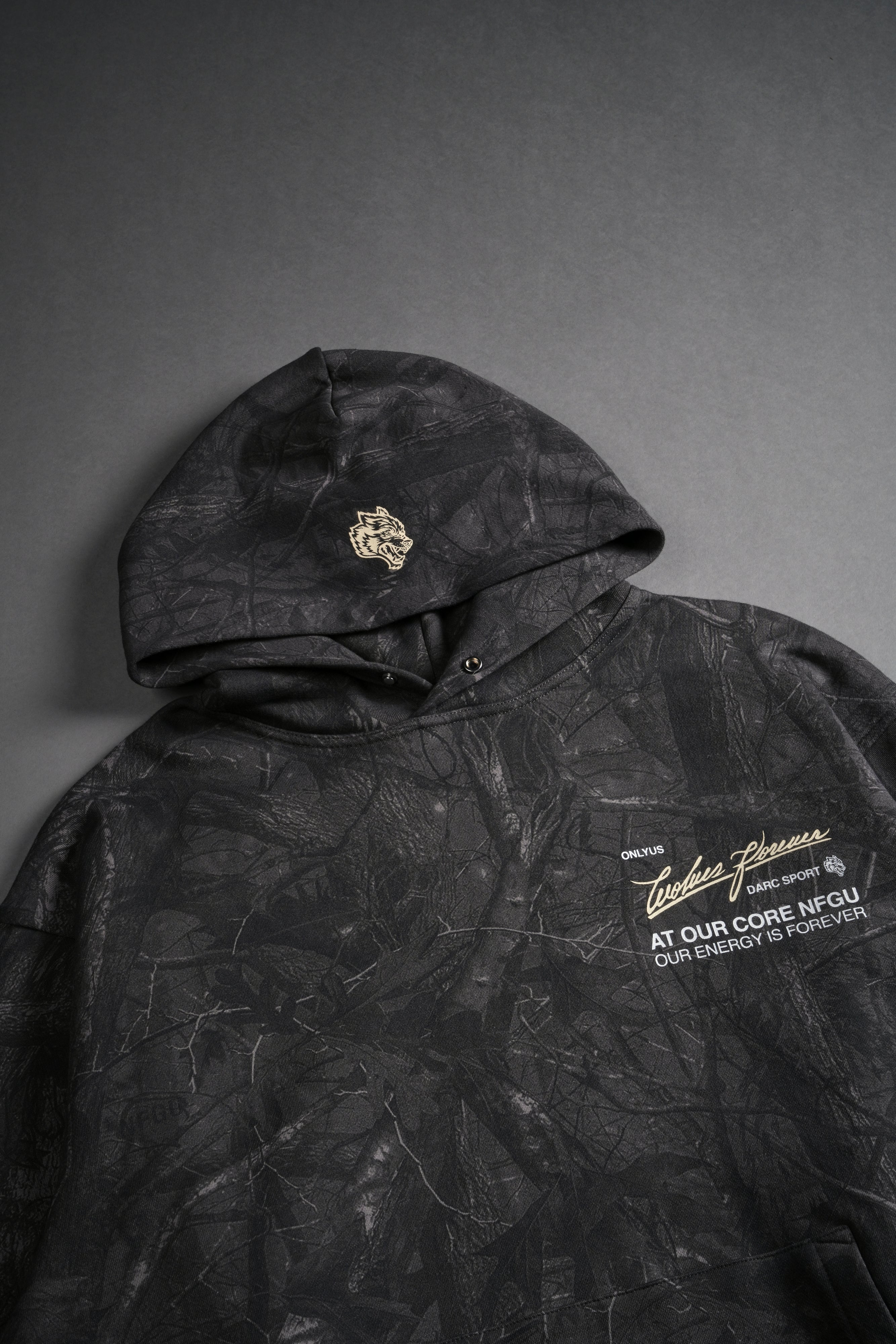 At Our Core "Pierce" Hoodie in Darc Driftwood Forest Camo