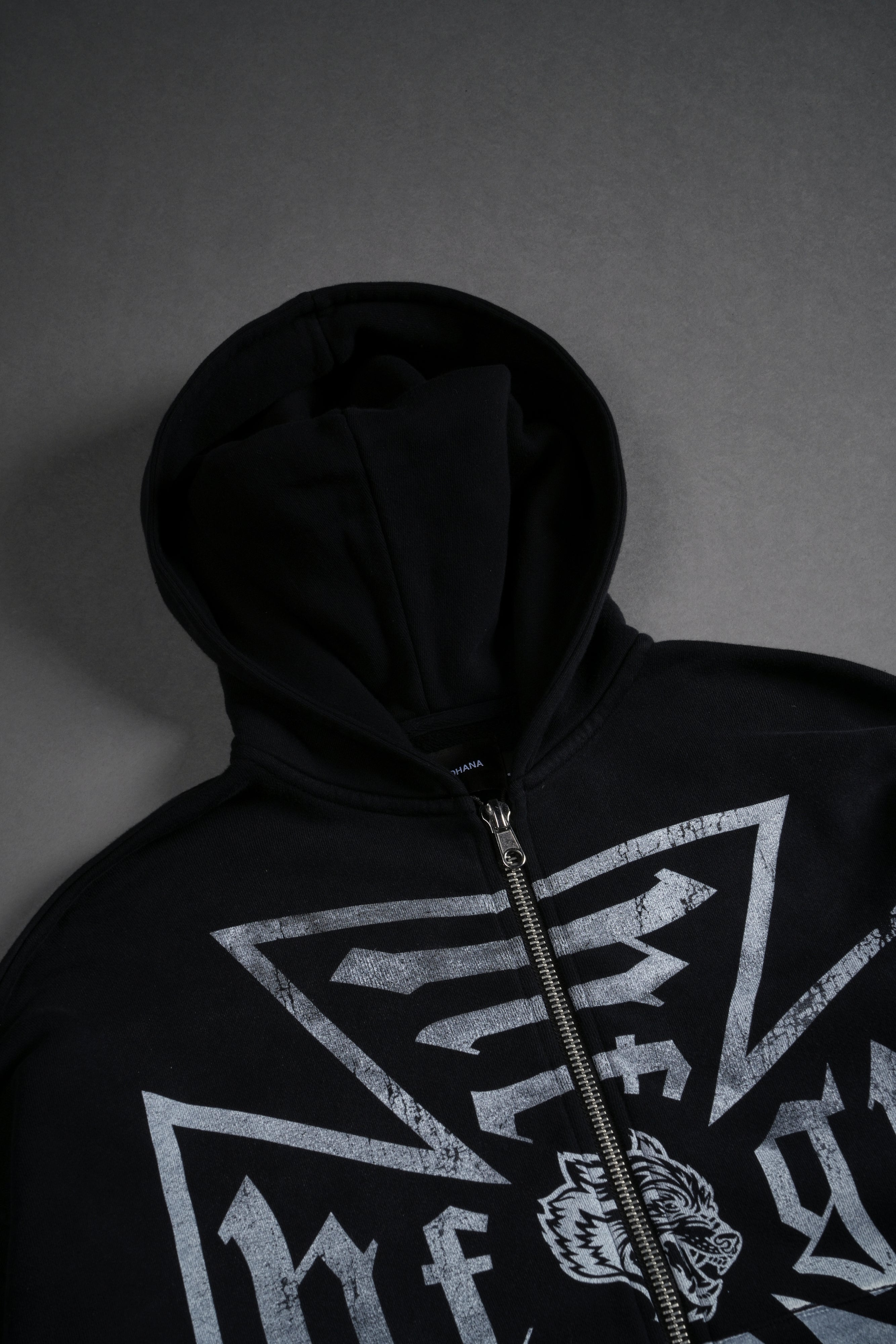 Loyal To The Core Darco Double Zip Hoodie in Black Drift Wash