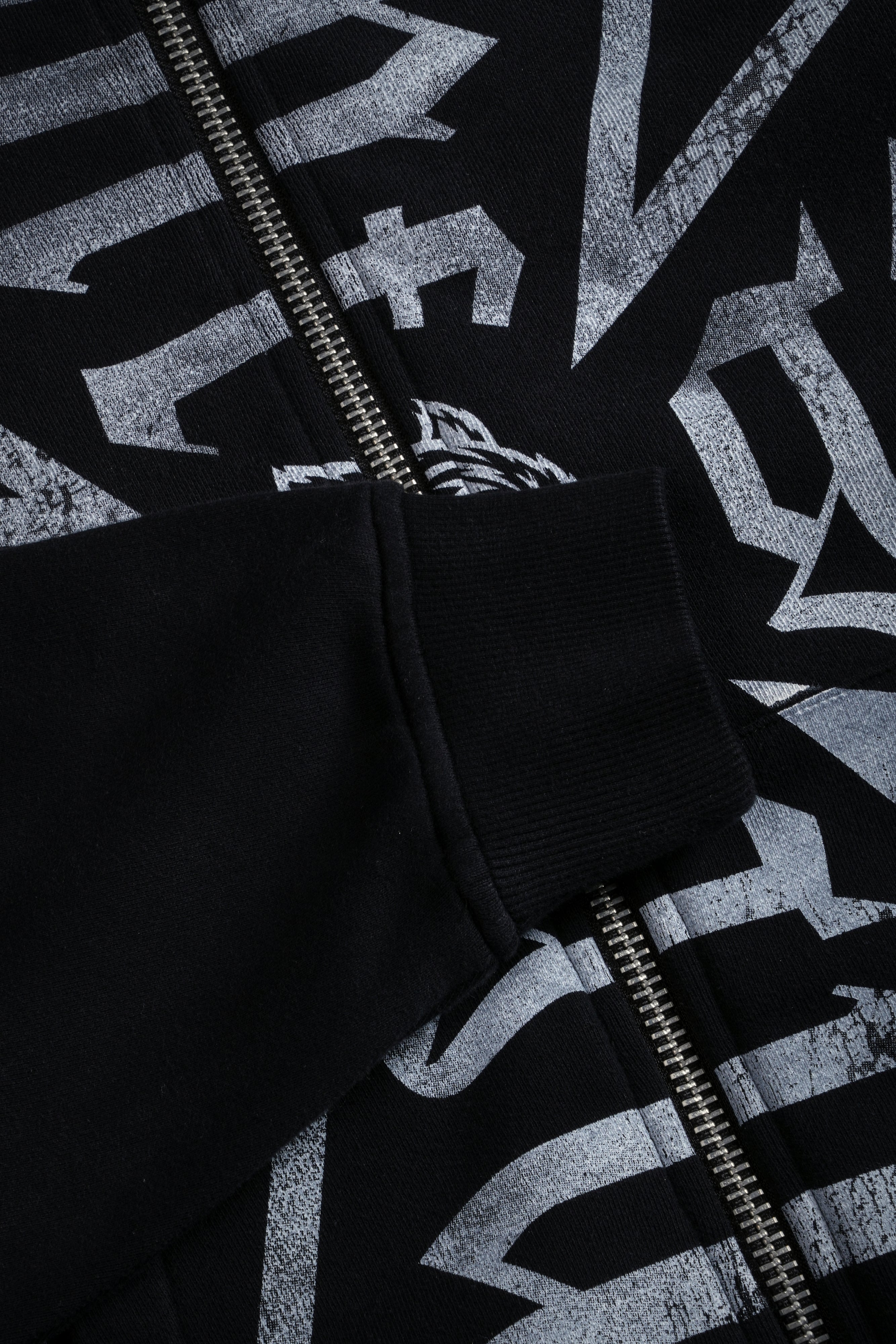 Loyal To The Core Darco Double Zip Hoodie in Black Drift Wash