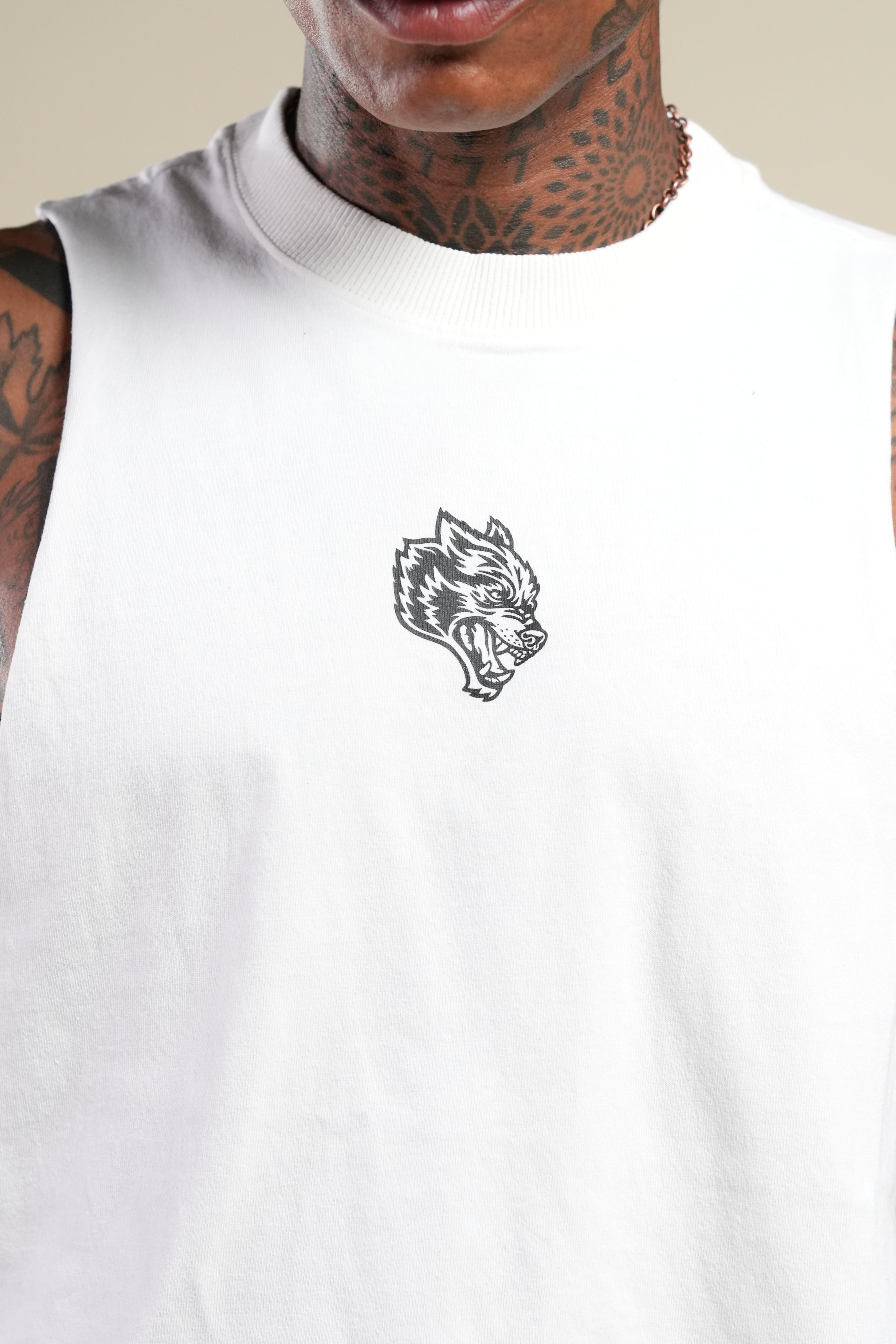 Loyalty Forever Grunge Raw Cropped "Tommy" Muscle Tee in Cream