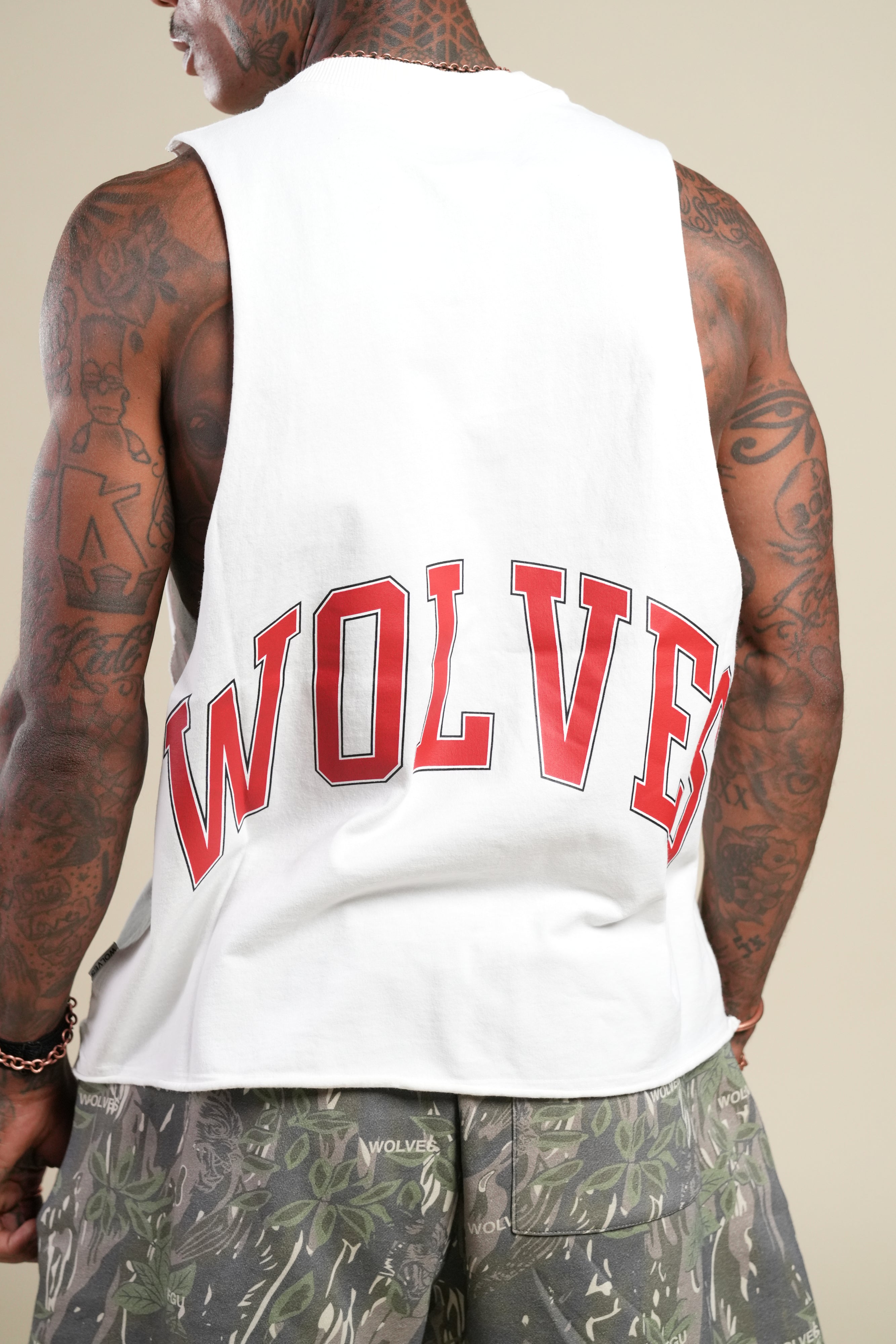 Loyalty Forever Grunge Raw Cropped "Tommy" Muscle Tee in Cream