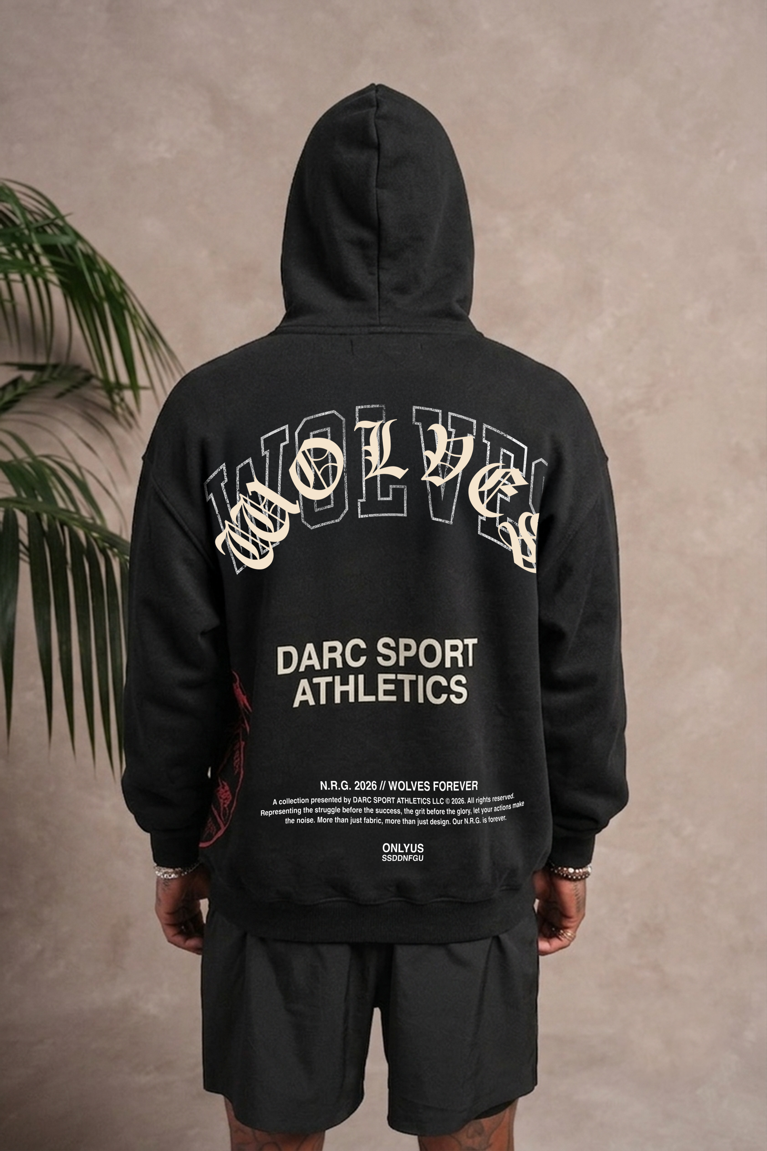 Wolves Athletics Pierce Hoodie in Black Drift Wash