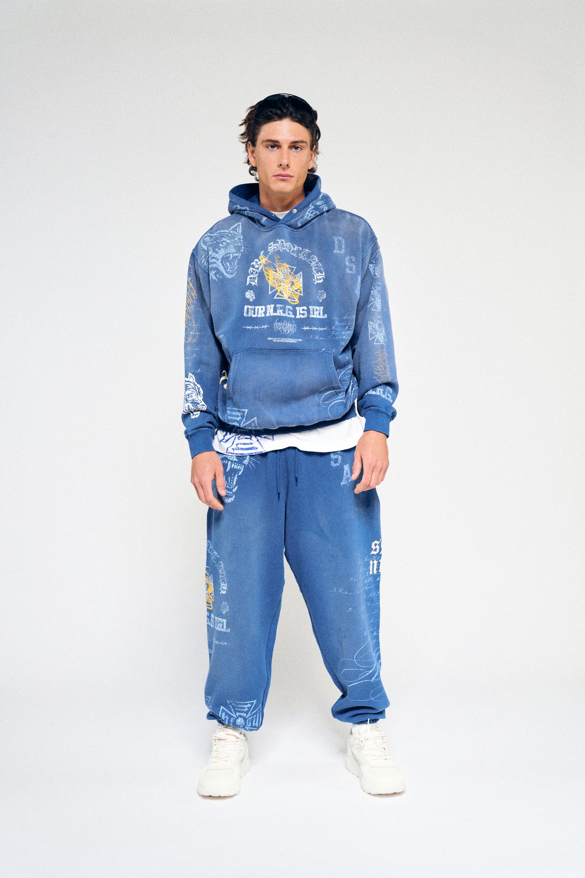 IRL Lightweight Lounger Sweat Pants In Darc Cobalt Super Sun Fade