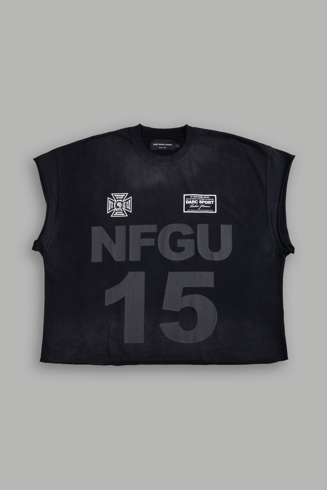 Since Day One "Grunge" Cut Off Tee in Black Drift Wash