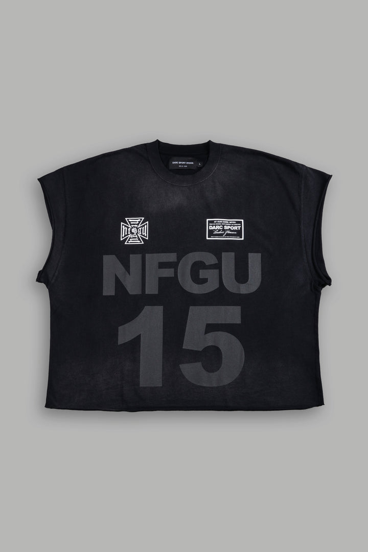Since Day One "Grunge" Cut Off Tee in Black Drift Wash