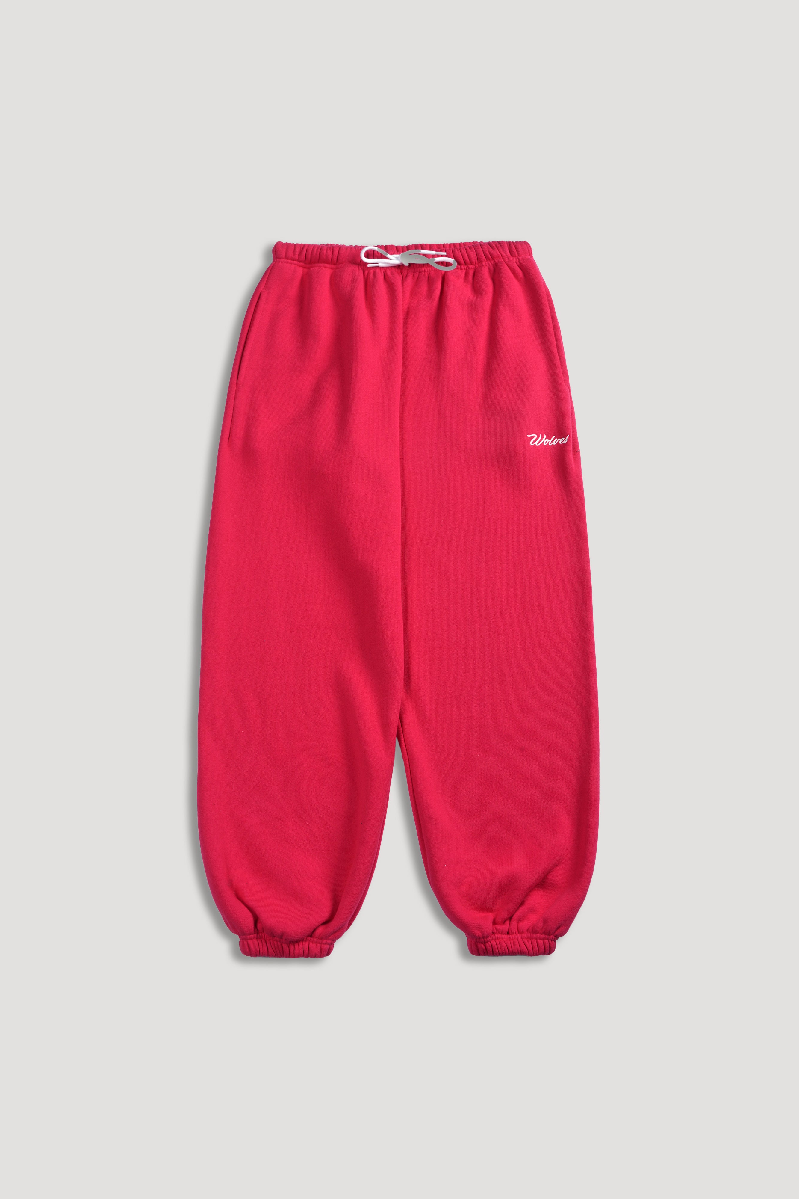 Cursive Wolves Premium Lounger Sweat Pants in Cherry