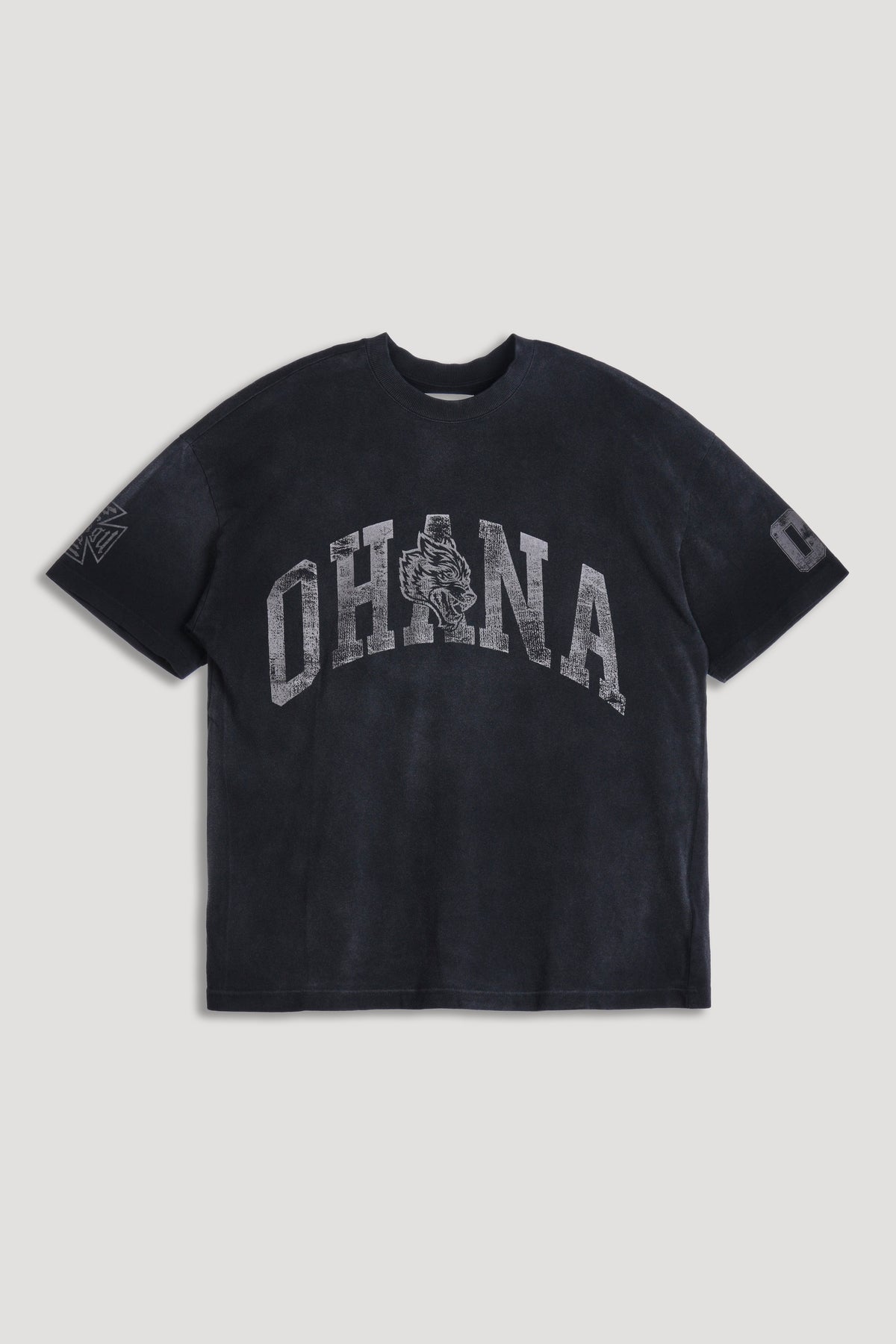 Ohana Frvr Premium Oversized Tee In Black Super Sun Fade