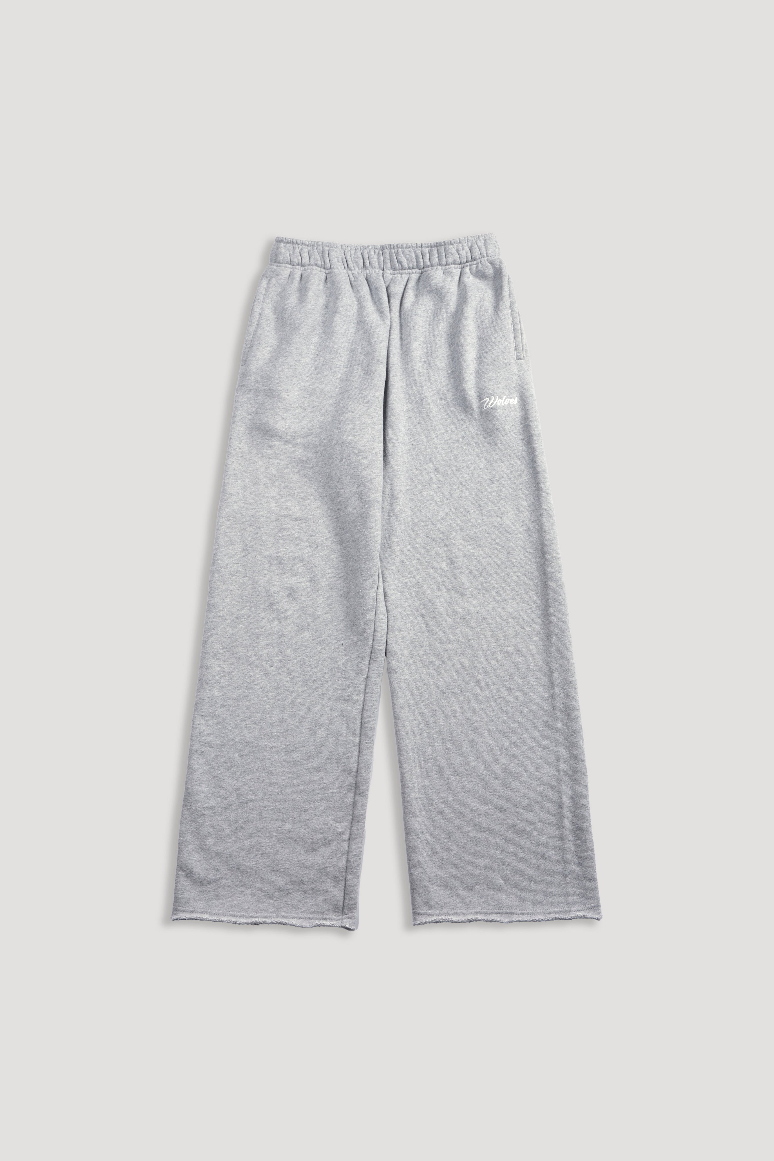 Cursive Wolves Premium Stripe Big Cozy Sweats in Heather Gray