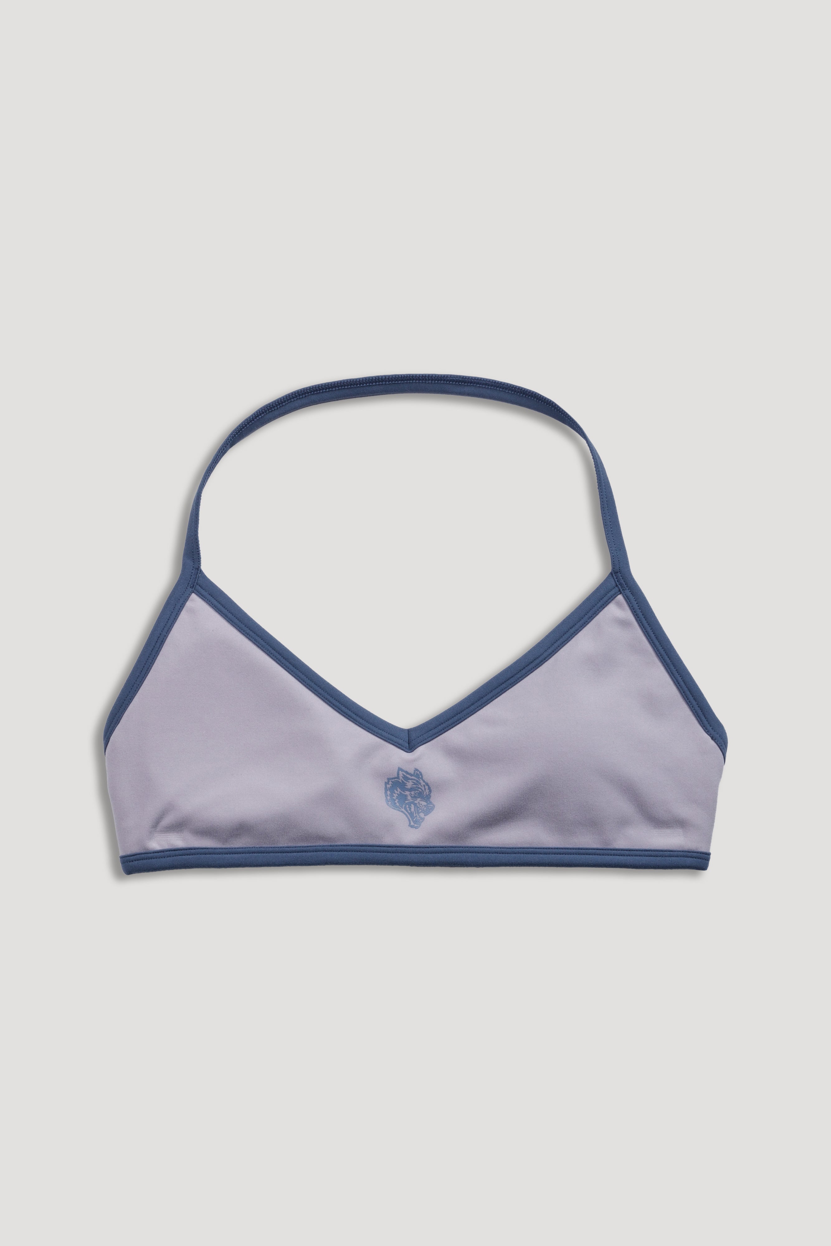 Wolf "Lana" Halter Energy Bra in Sport Gray/Washed Denim