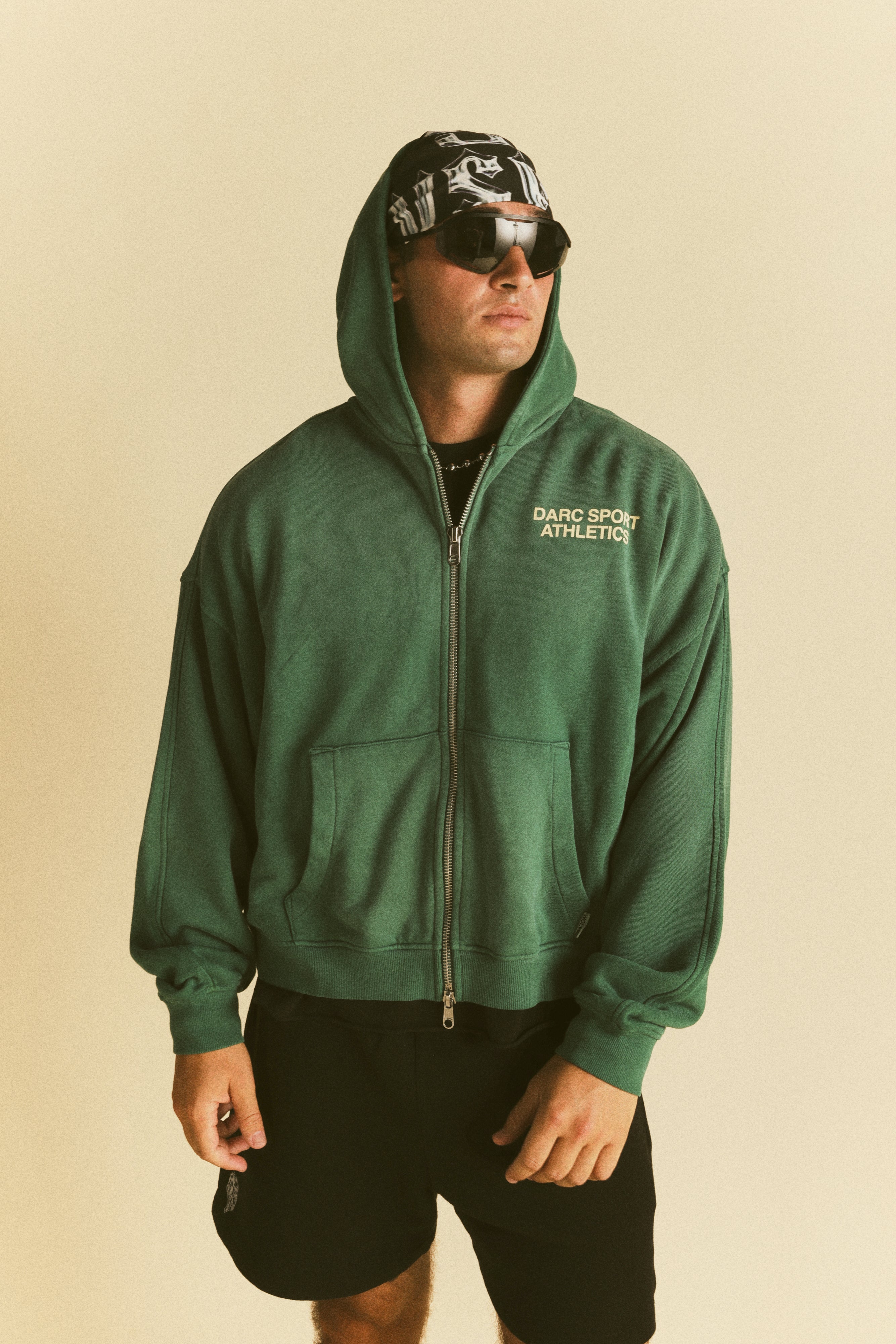 "Darco" Double Zip Hoodie in Sierra Pine Sun Fade