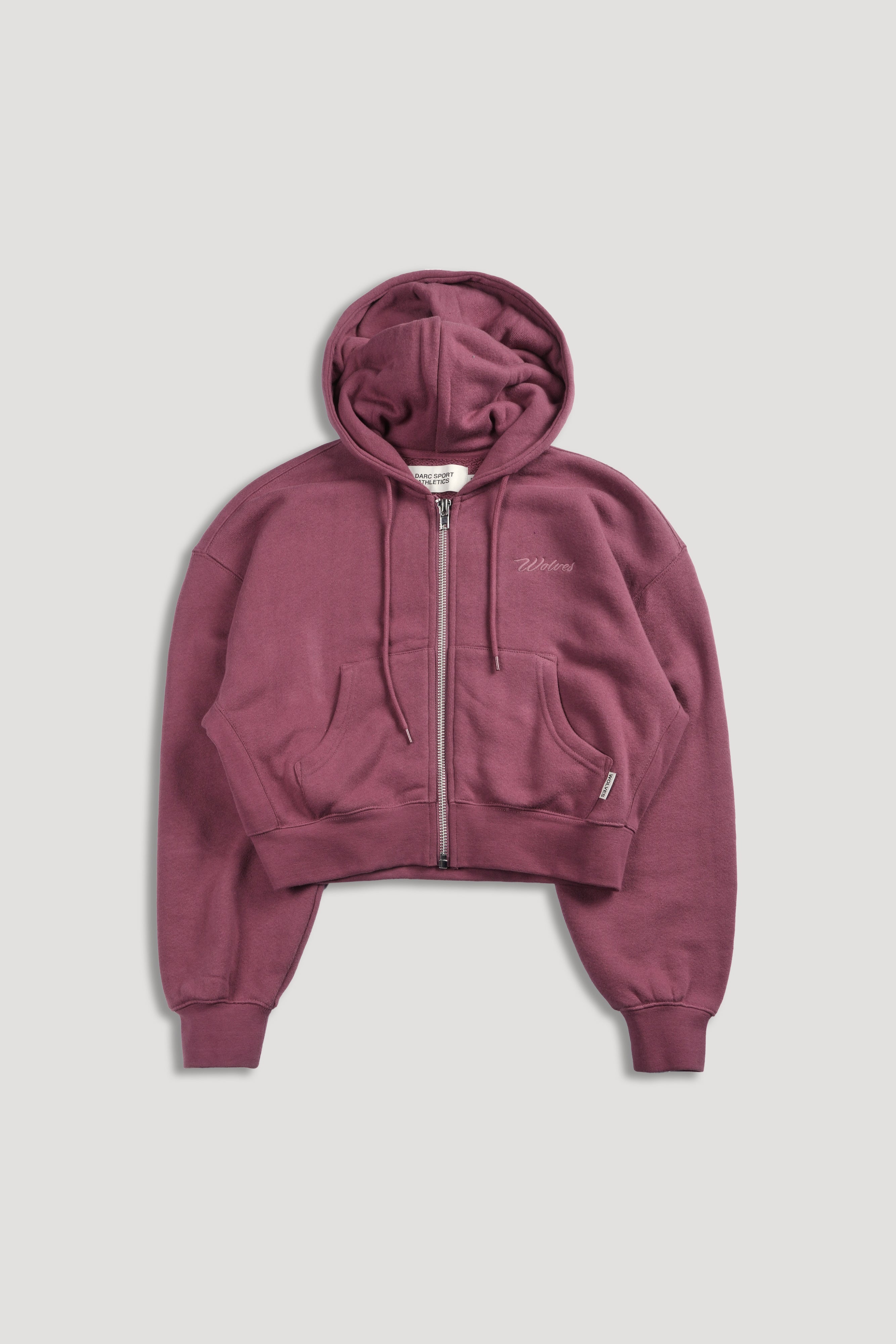 Cursive Wolves "Sage" Cropped Zip Hoodie in Nutmeg