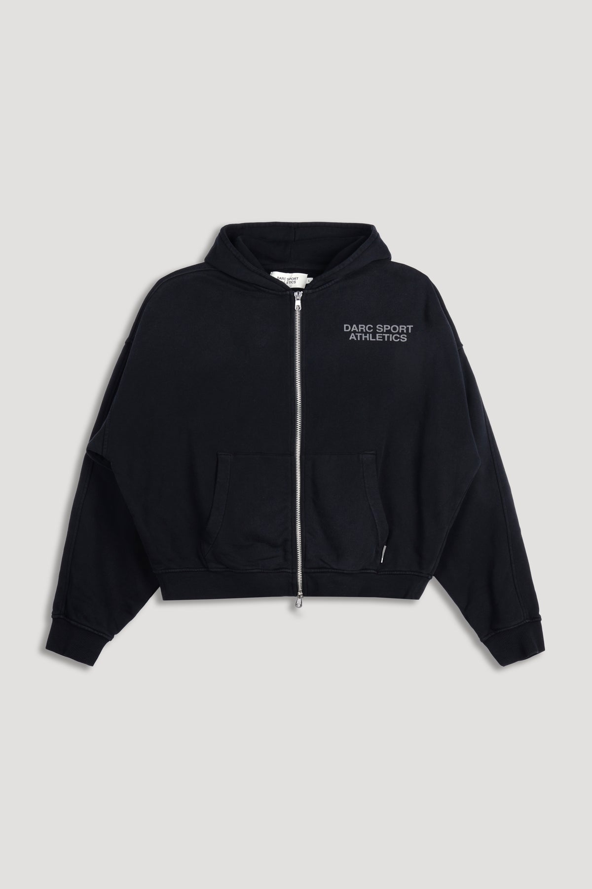 Darc Sport Athletics "Darco" Double Zip Hoodie in Black Sun Fade/Black