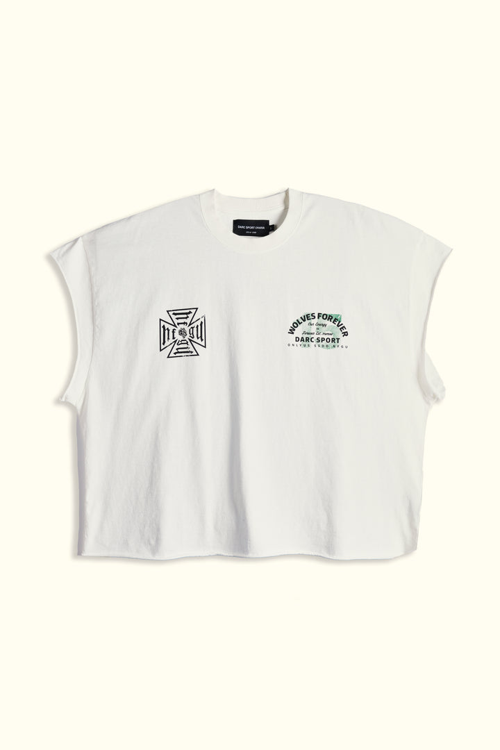 Ohana Energy "Grunge" Cut Off Tee in Cream